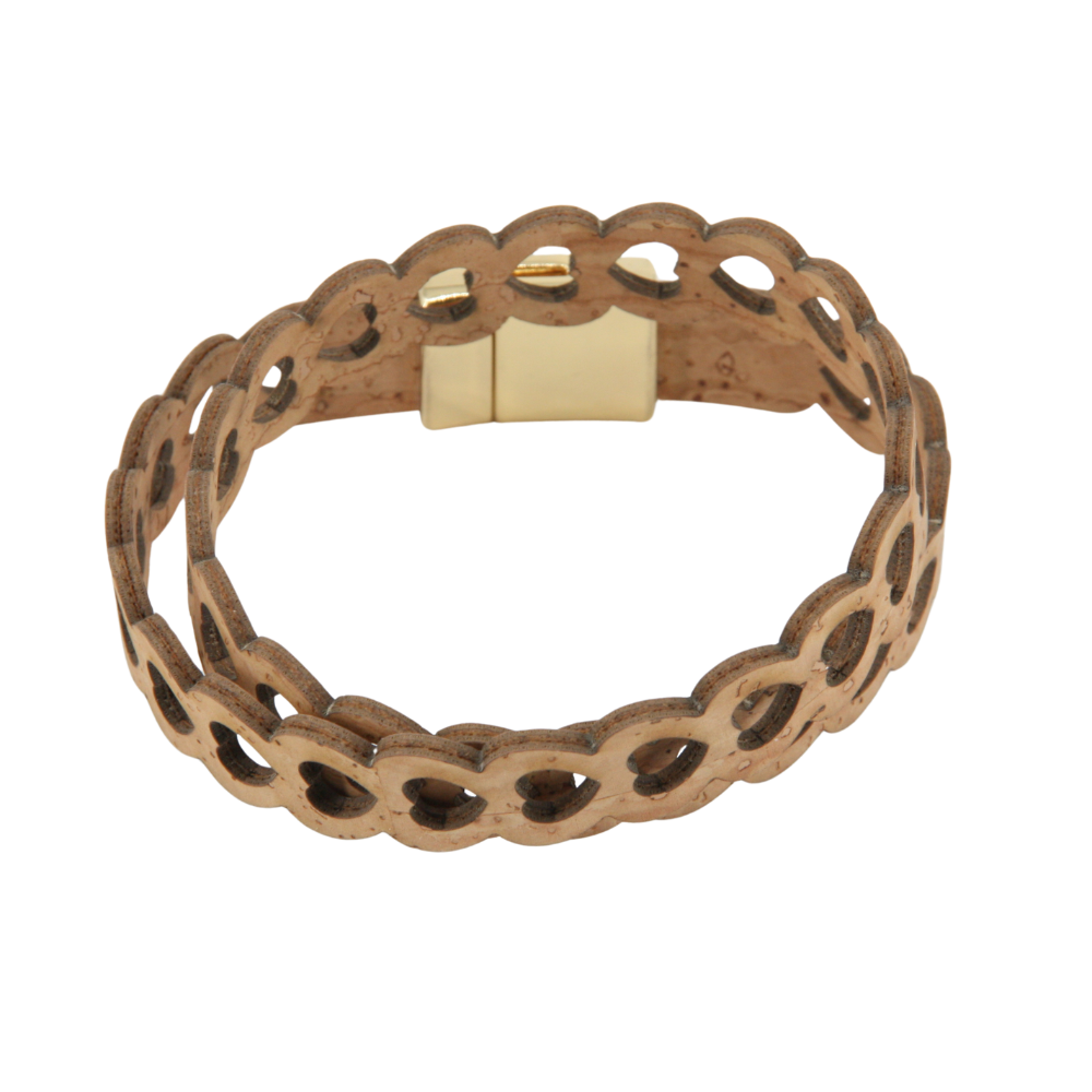 Armband aus Kork * Motiv kleine Herzen natur * handmade in Portugal * extrem nachhaltig * vegan * nickel- u. bleifrei