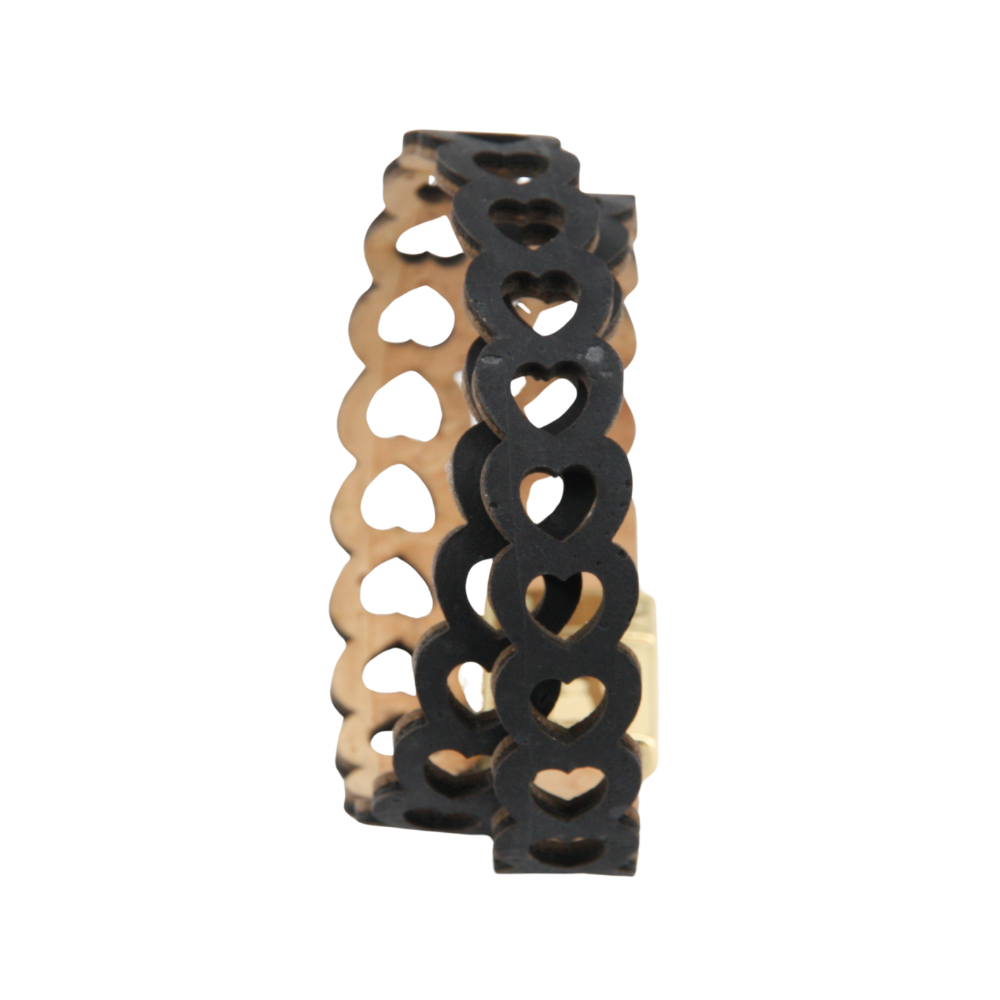 Cork bracelet * small black hearts motif * handmade in Portugal * extremely sustainable * vegan * nickel and lead free