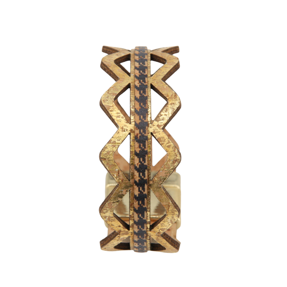 Armband aus Kork * Motiv Raute gold schwarz * handmade in Portugal * extrem nachhaltig * vegan * nickel- u. bleifrei