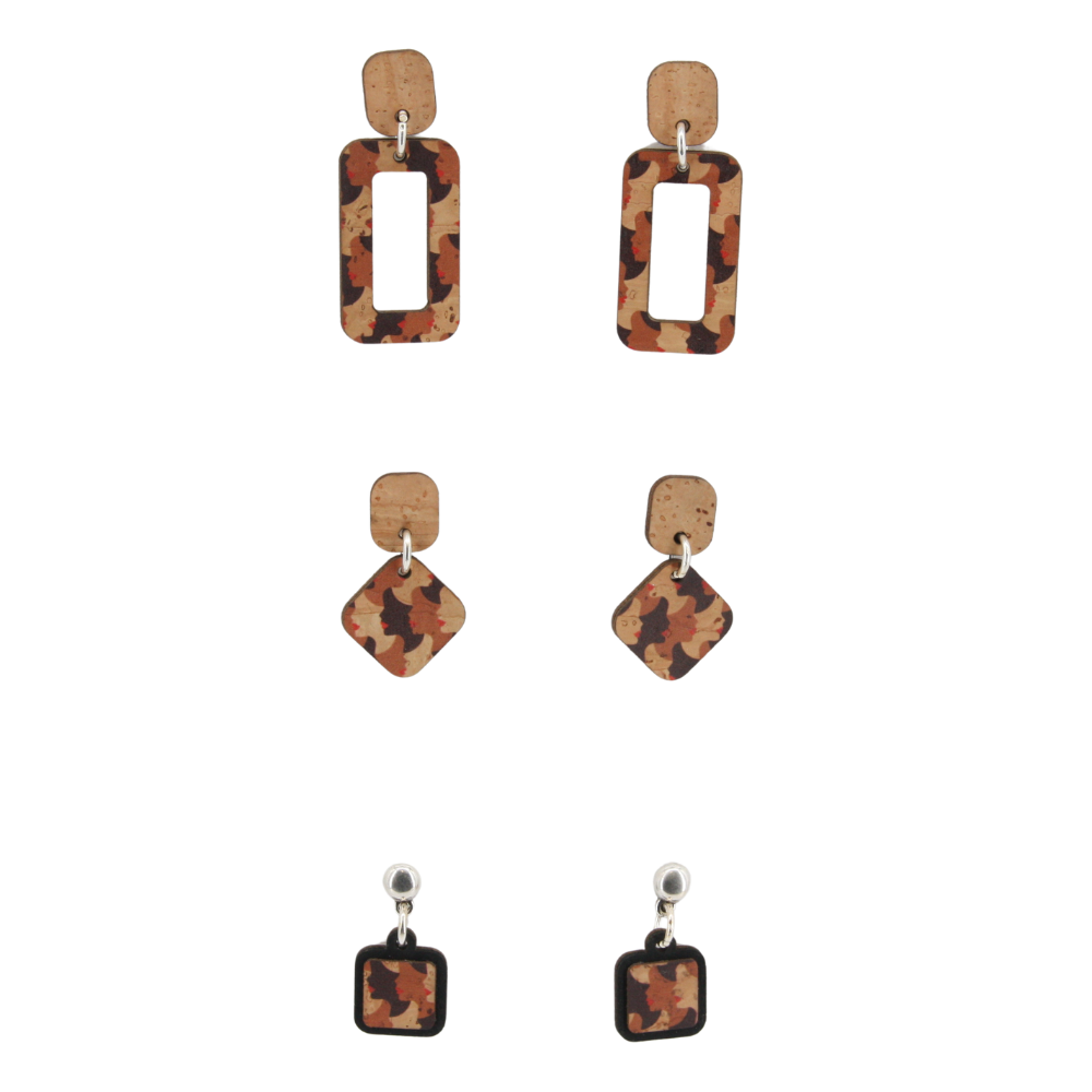 Ohrringe aus Kork * Motiv Gesichter * 3 Designs * handmade in Portugal * extrem nachhaltig * vegan * nickel- u. bleifrei