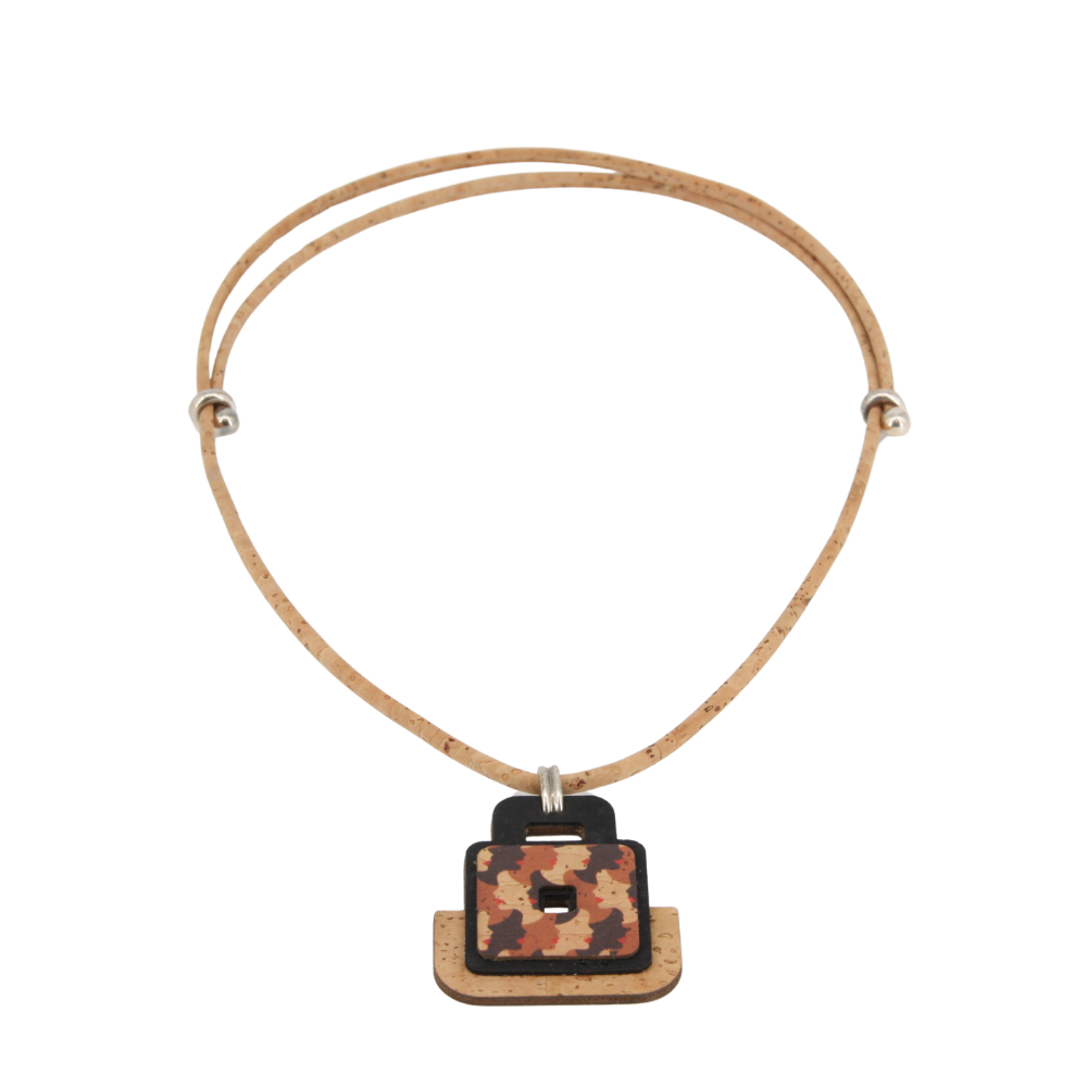 Halskette aus Kork * Motiv Gesichter * handmade in Portugal * extrem nachhaltig * vegan * nickel- u. bleifrei * Länge verstellbar