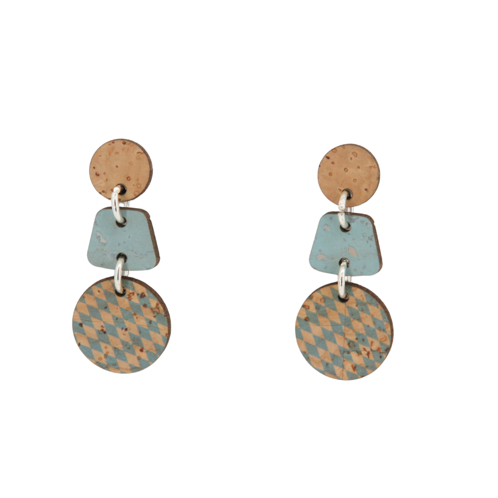Ohrringe aus Kork * Motiv bayerische Rauten * 2 Designs * handmade in Portugal * extrem nachhaltig * vegan * nickel- u. bleifrei
