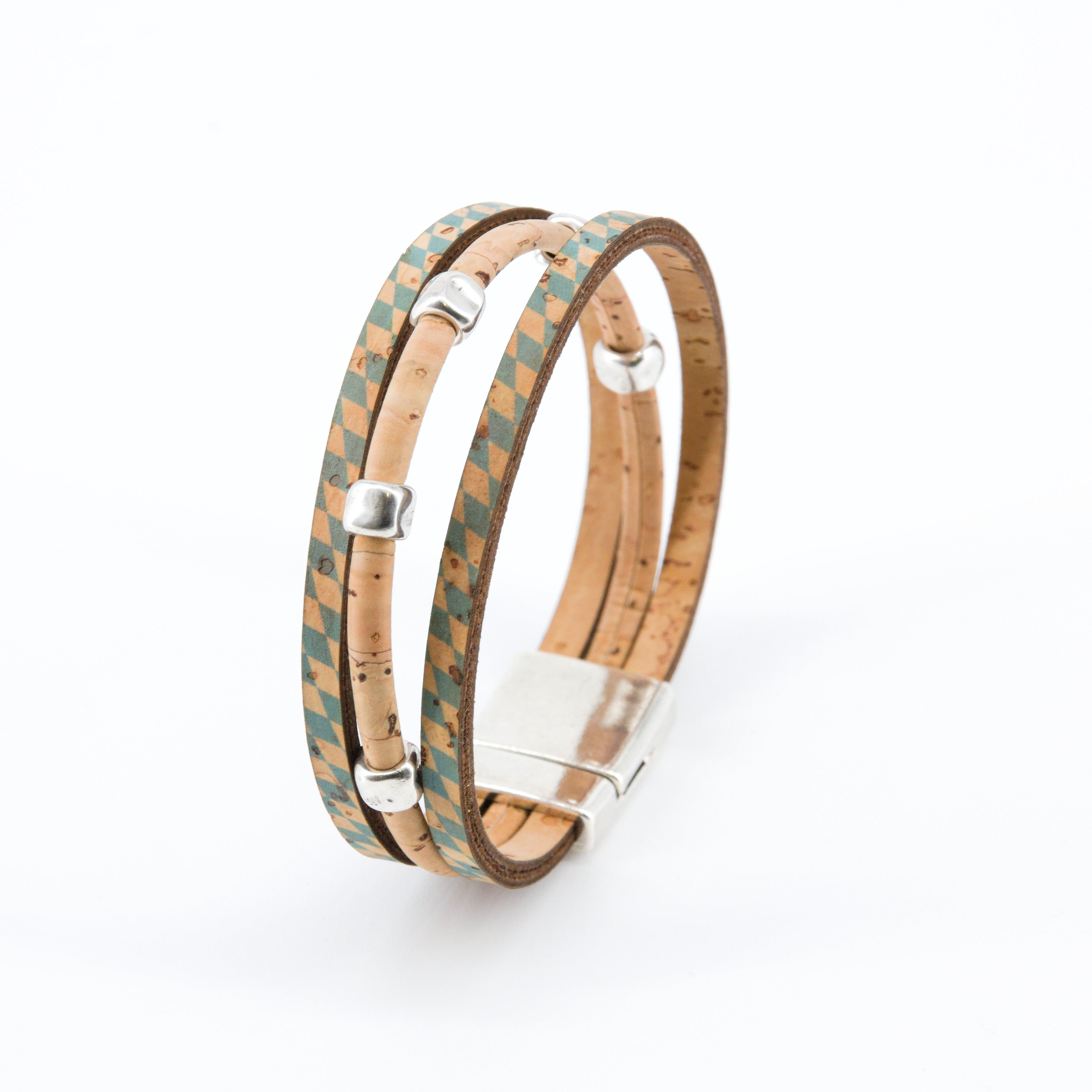Armband aus Kork * Motiv bayerische Rauten * 2 Größen * handmade in Portugal * extrem nachhaltig * vegan * nickel- u. bleifrei