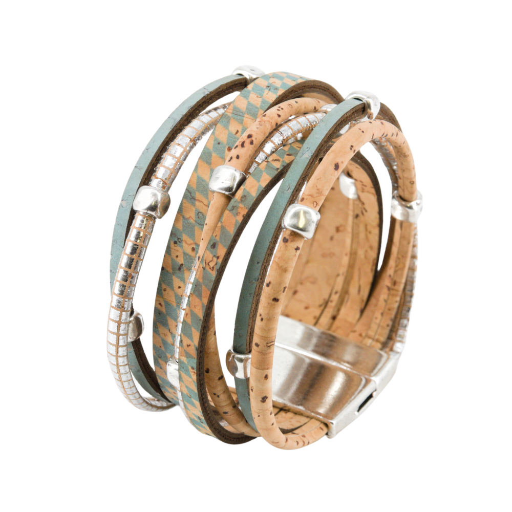 Armband aus Kork * Motiv bayerische Rauten * 2 Größen * handmade in Portugal * extrem nachhaltig * vegan * nickel- u. bleifrei