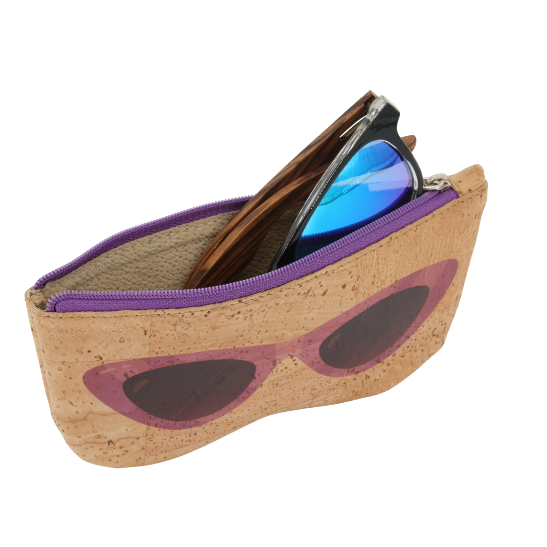 Kork Brillenetui * Motiv Brille lila * Vegan * weiches Futteral * Softcase * abwaschbar * antiseptisch * handmade in Portugal