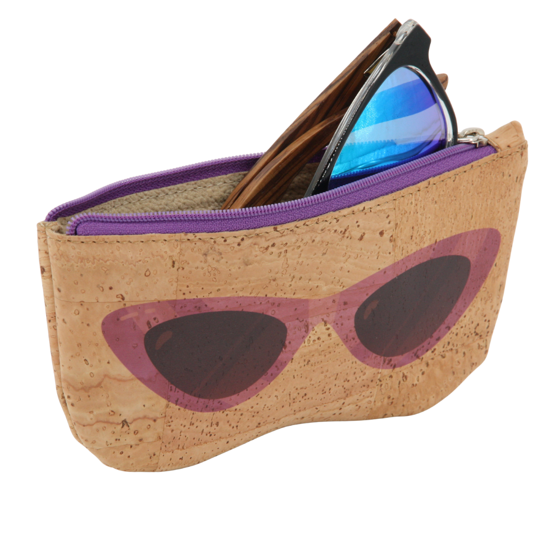 Kork Brillenetui * Motiv Brille lila * Vegan * weiches Futteral * Softcase * abwaschbar * antiseptisch * handmade in Portugal