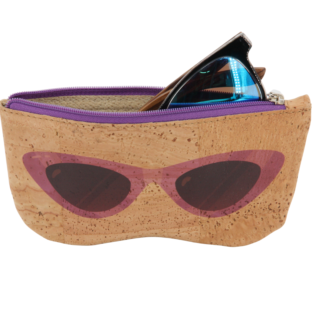 Kork Brillenetui * Motiv Brille lila * Vegan * weiches Futteral * Softcase * abwaschbar * antiseptisch * handmade in Portugal