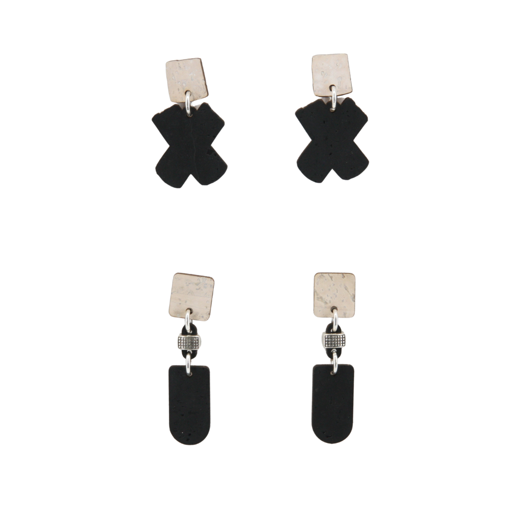 Ohrringe aus Kork * Motiv black and white * 2 Designs * handmade in Portugal * extrem nachhaltig * vegan * nickel- u. bleifrei