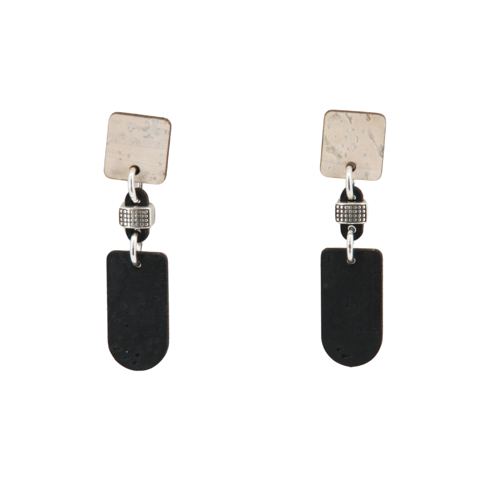 Ohrringe aus Kork * Motiv black and white * 2 Designs * handmade in Portugal * extrem nachhaltig * vegan * nickel- u. bleifrei