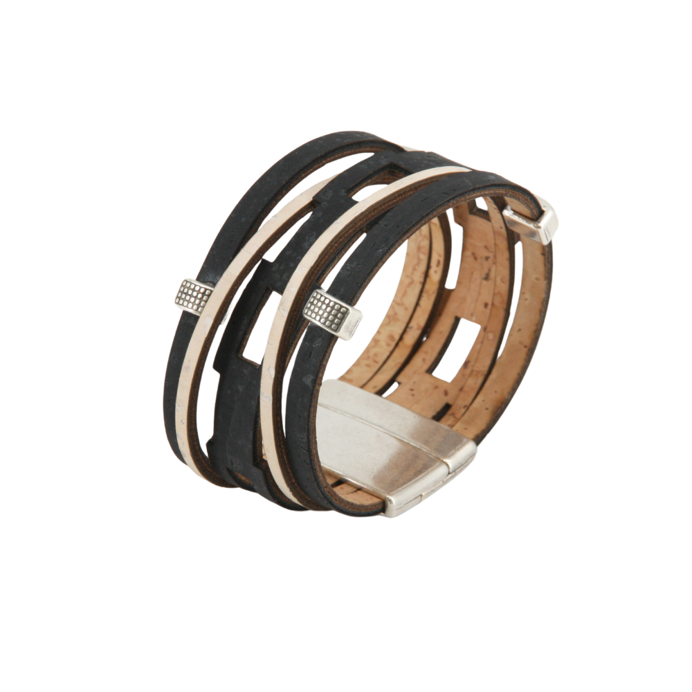 Armband aus Kork * Motiv black and white * handmade in Portugal * extrem nachhaltig * vegan * nickel- u. bleifrei