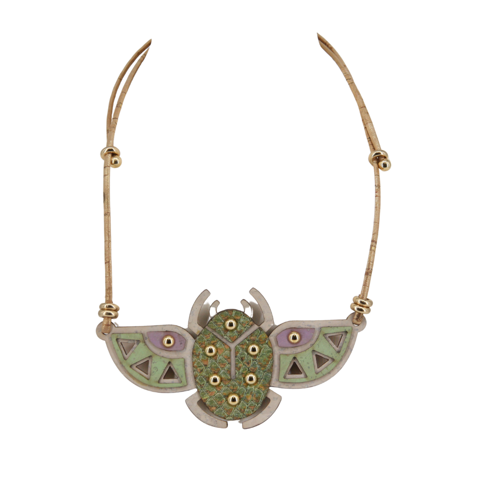 Cork necklace * Diamond motif gold black * handmade in Portugal * extremely sustainable * vegan * nickel and lead free * adjustable length