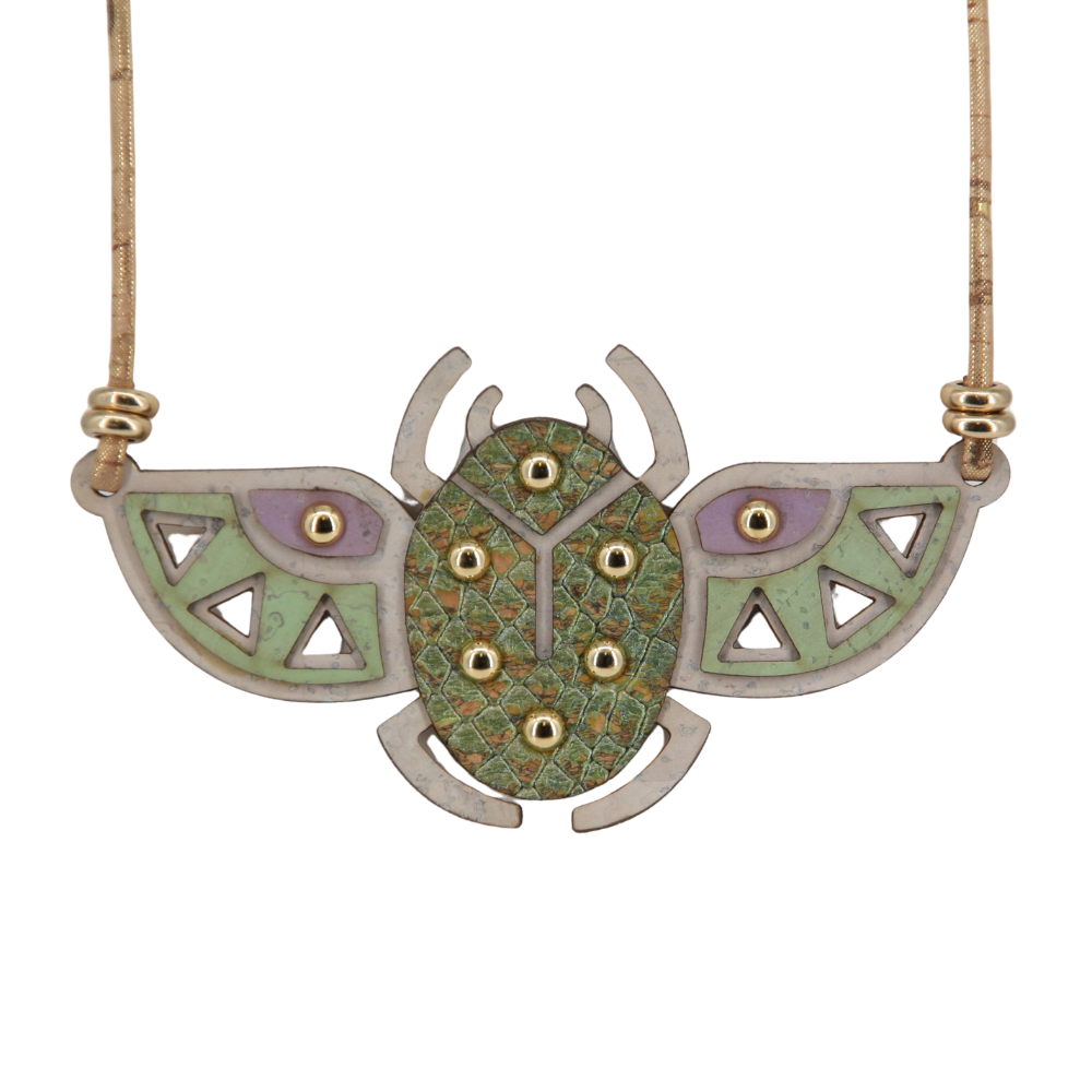 Cork necklace * Diamond motif gold black * handmade in Portugal * extremely sustainable * vegan * nickel and lead free * adjustable length