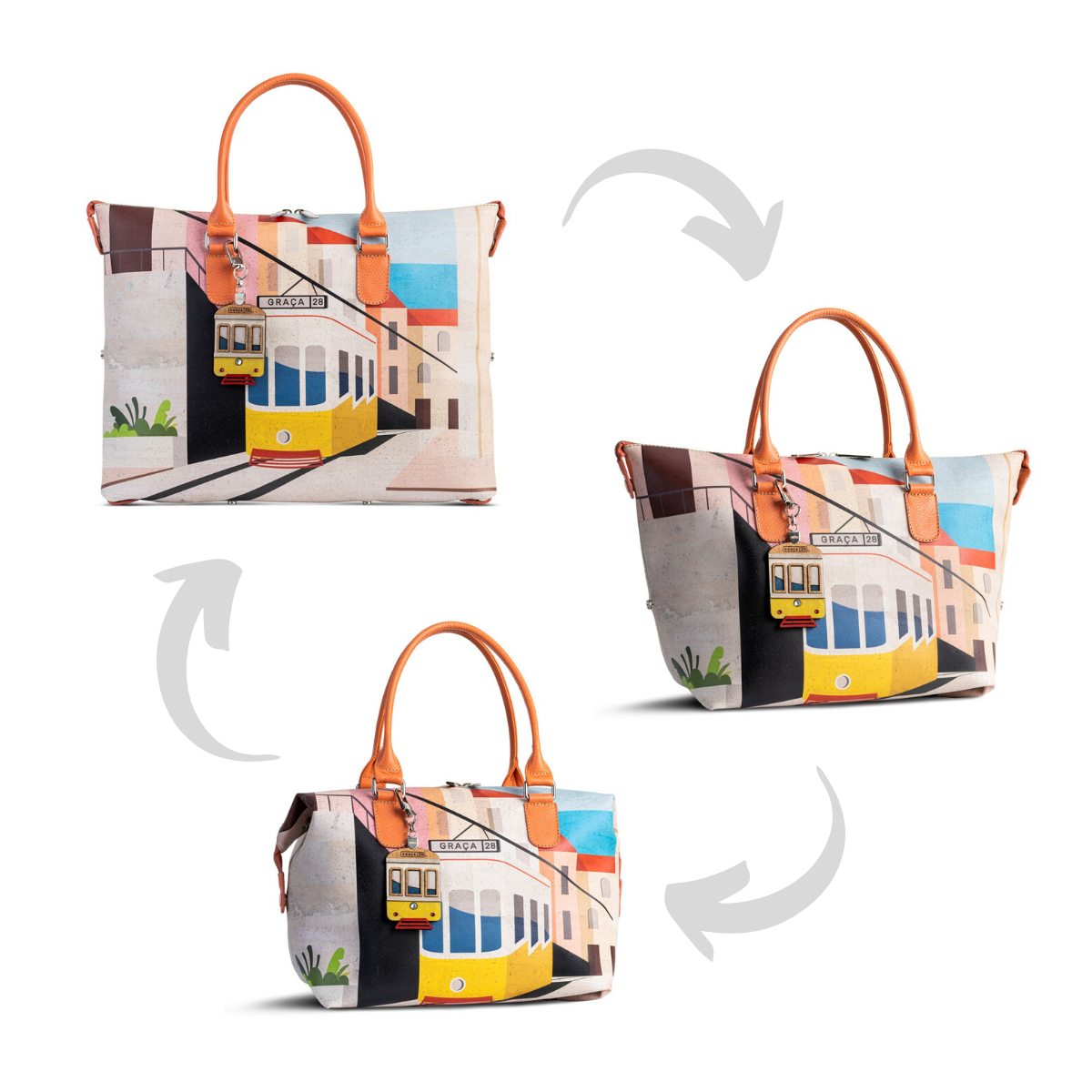 Kork Handtasche 3in1 * 2 Größen * 1 Tasche - 3 Formen * verschiedene Designs * Umhängetasche für Frauen * Crossbody * Shopper * handmade in Portugal