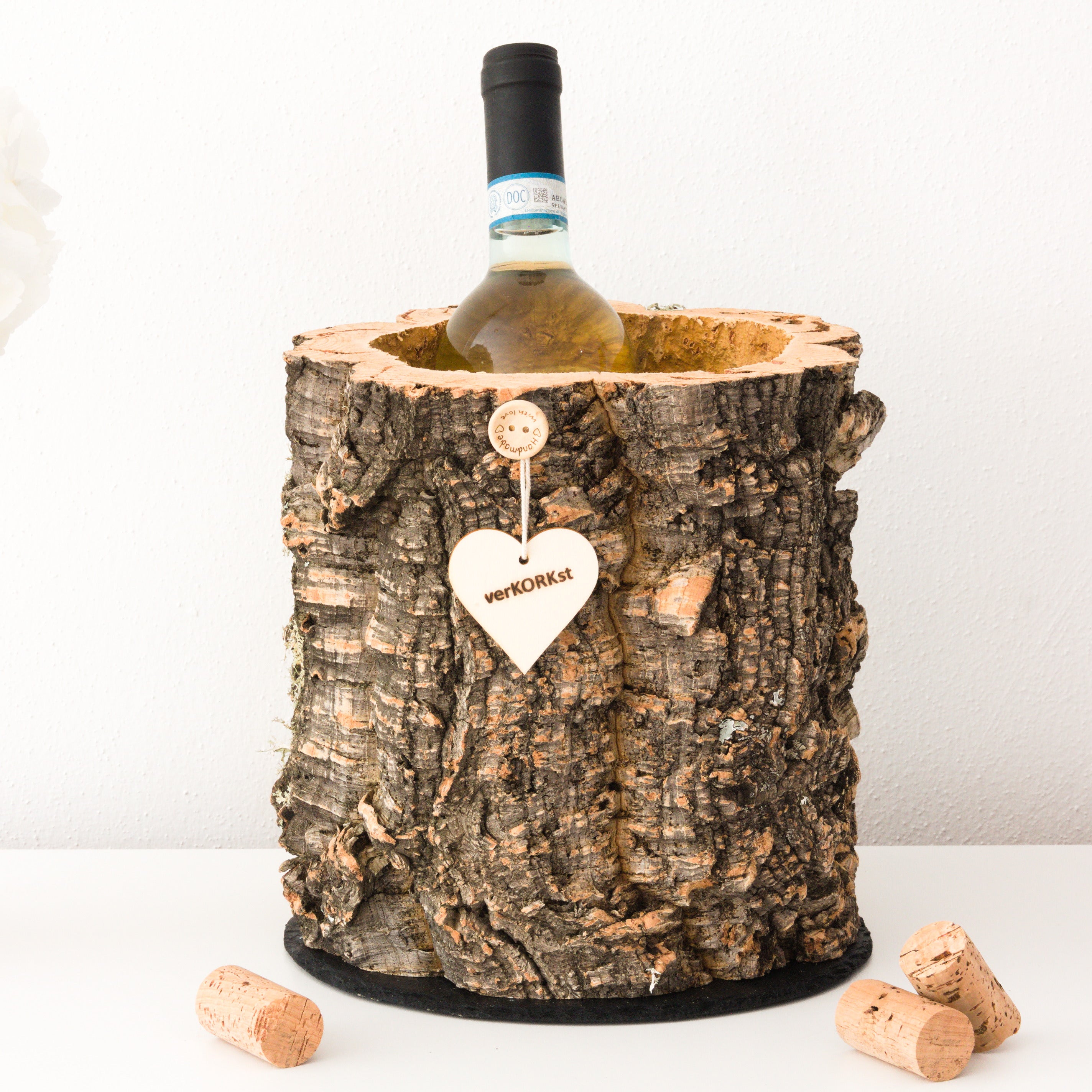 verKORKst Premium Weinkühler Sektkühler aus Korkrinde * Vintage Flaschenkühler für Champagner, Wein, Sekt, Prosecco * Esstisch, Bar, Garten