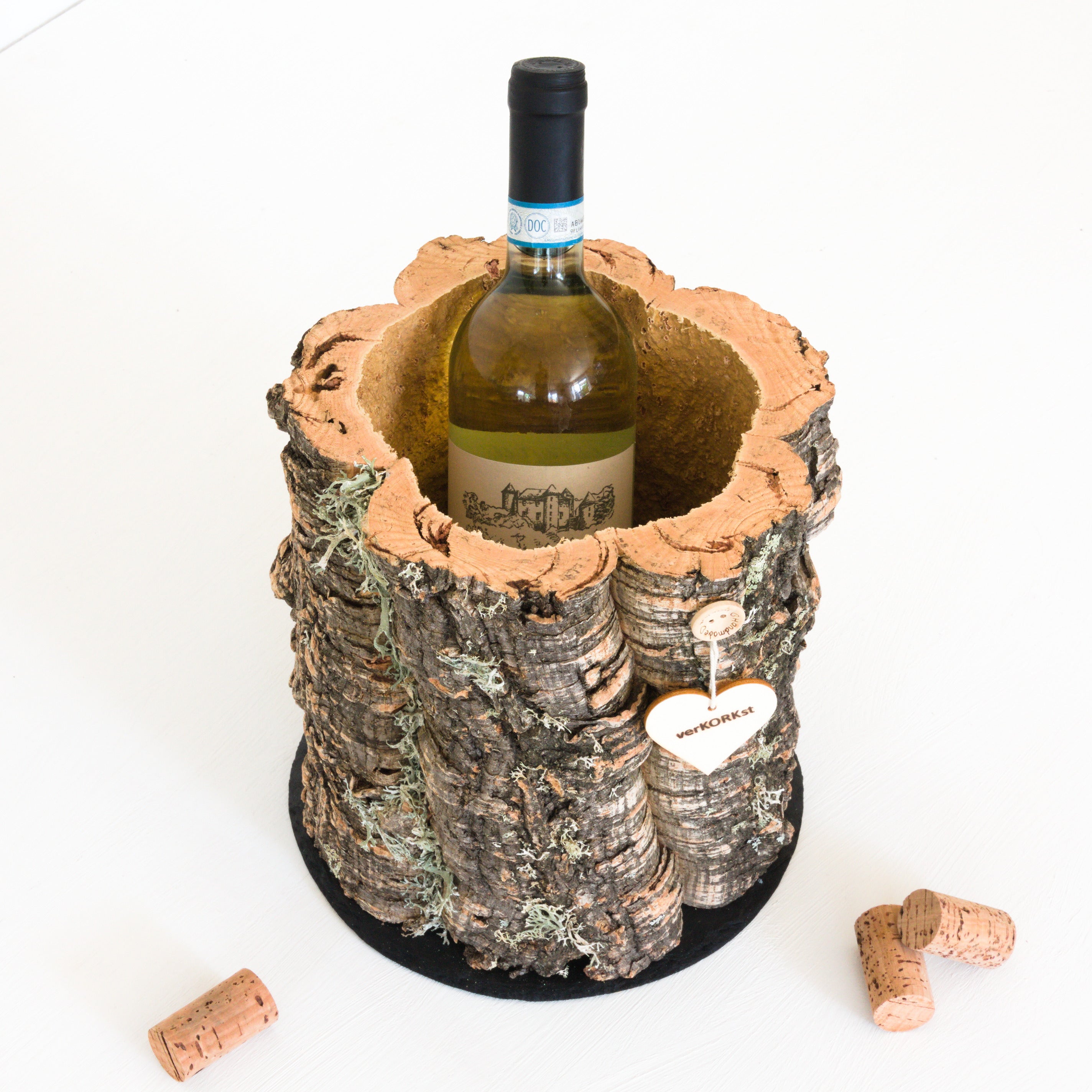 verKORKst Premium Weinkühler Sektkühler aus Korkrinde * Vintage Flaschenkühler für Champagner, Wein, Sekt, Prosecco * Esstisch, Bar, Garten