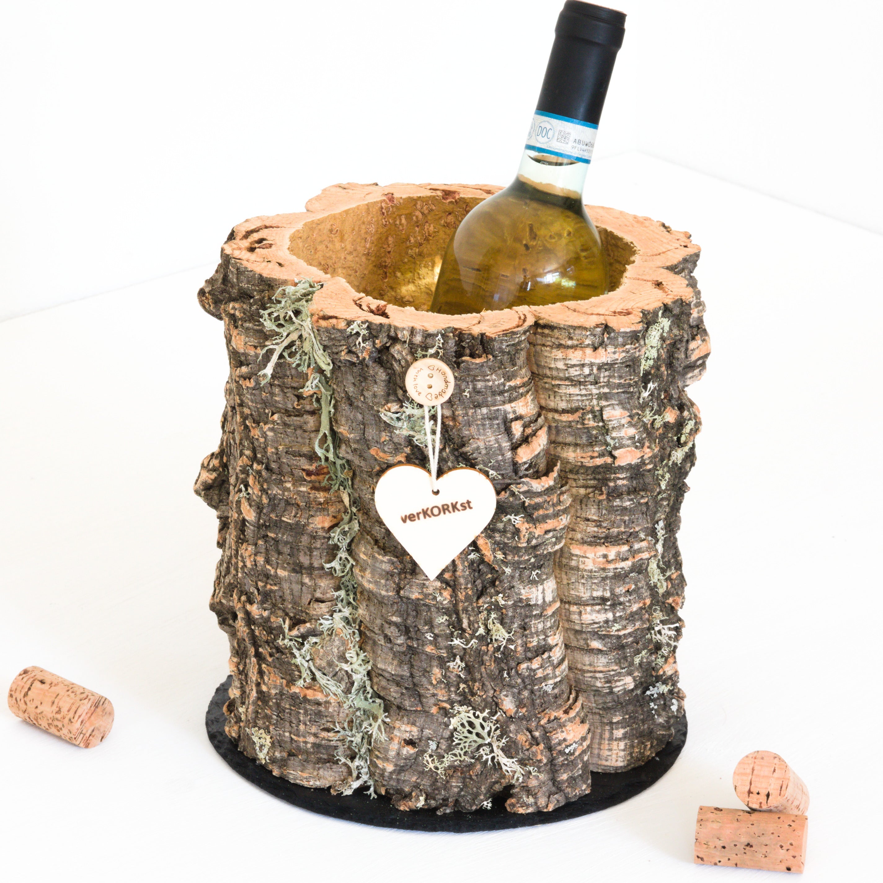 verKORKst Premium Weinkühler Sektkühler aus Korkrinde * Vintage Flaschenkühler für Champagner, Wein, Sekt, Prosecco * Esstisch, Bar, Garten
