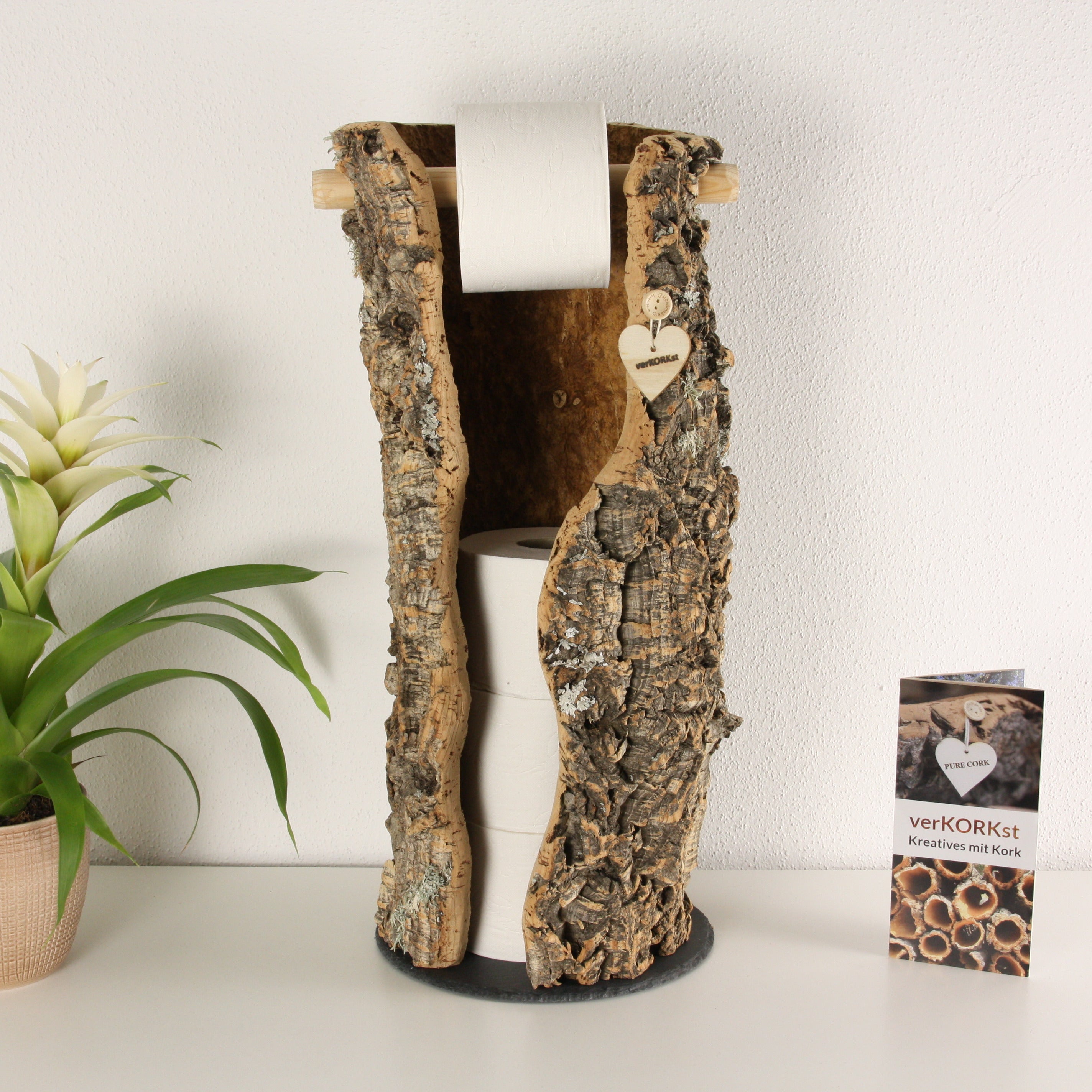 verKORKst Premium Toilettenpapier-Aufbewahrung aus Kork * Vintage WC-Rollen Halter * Klopapierspender 5 Rollen * Badezimmer-Accessoires