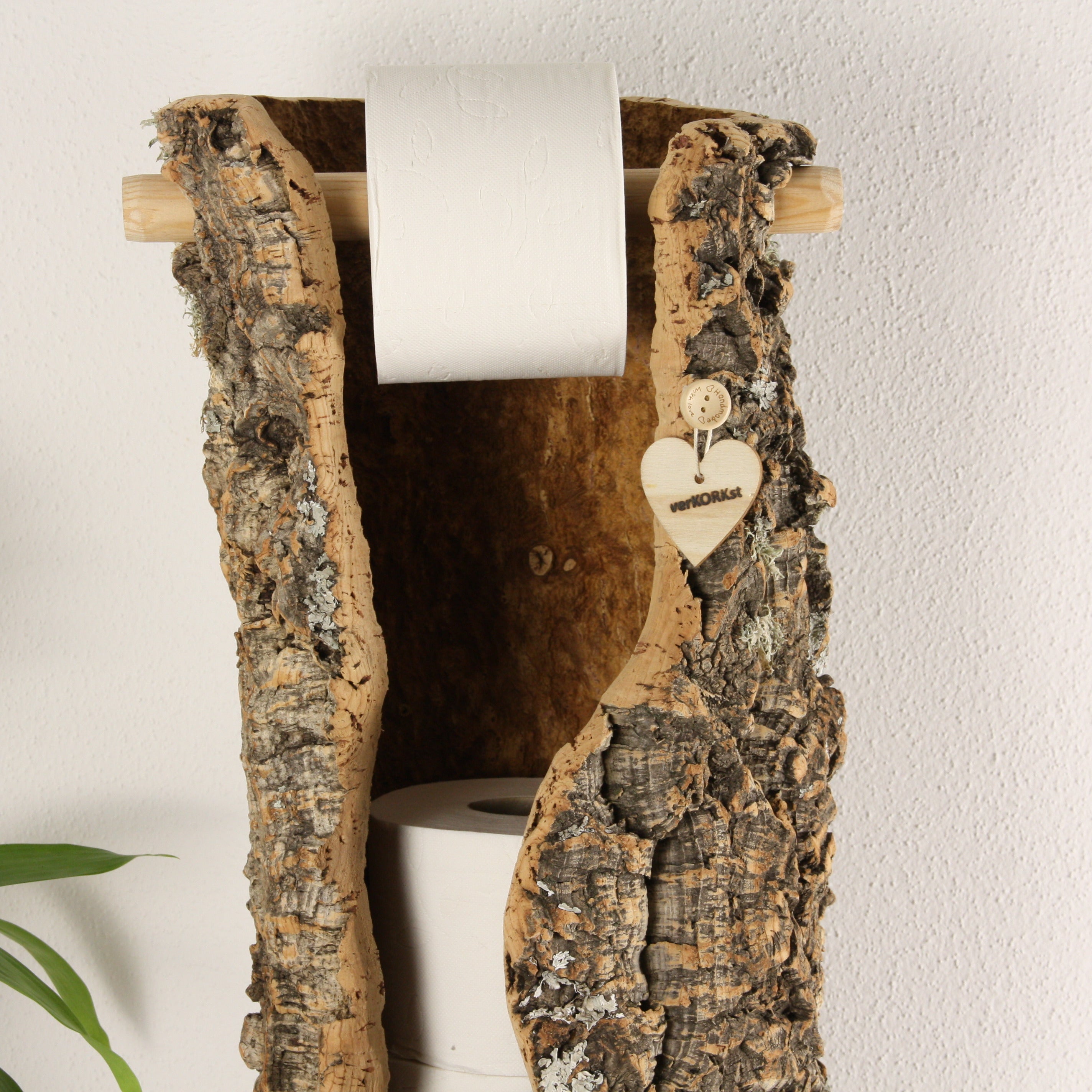 verKORKst Premium Toilettenpapier-Aufbewahrung aus Kork * Vintage WC-Rollen Halter * Klopapierspender 5 Rollen * Badezimmer-Accessoires