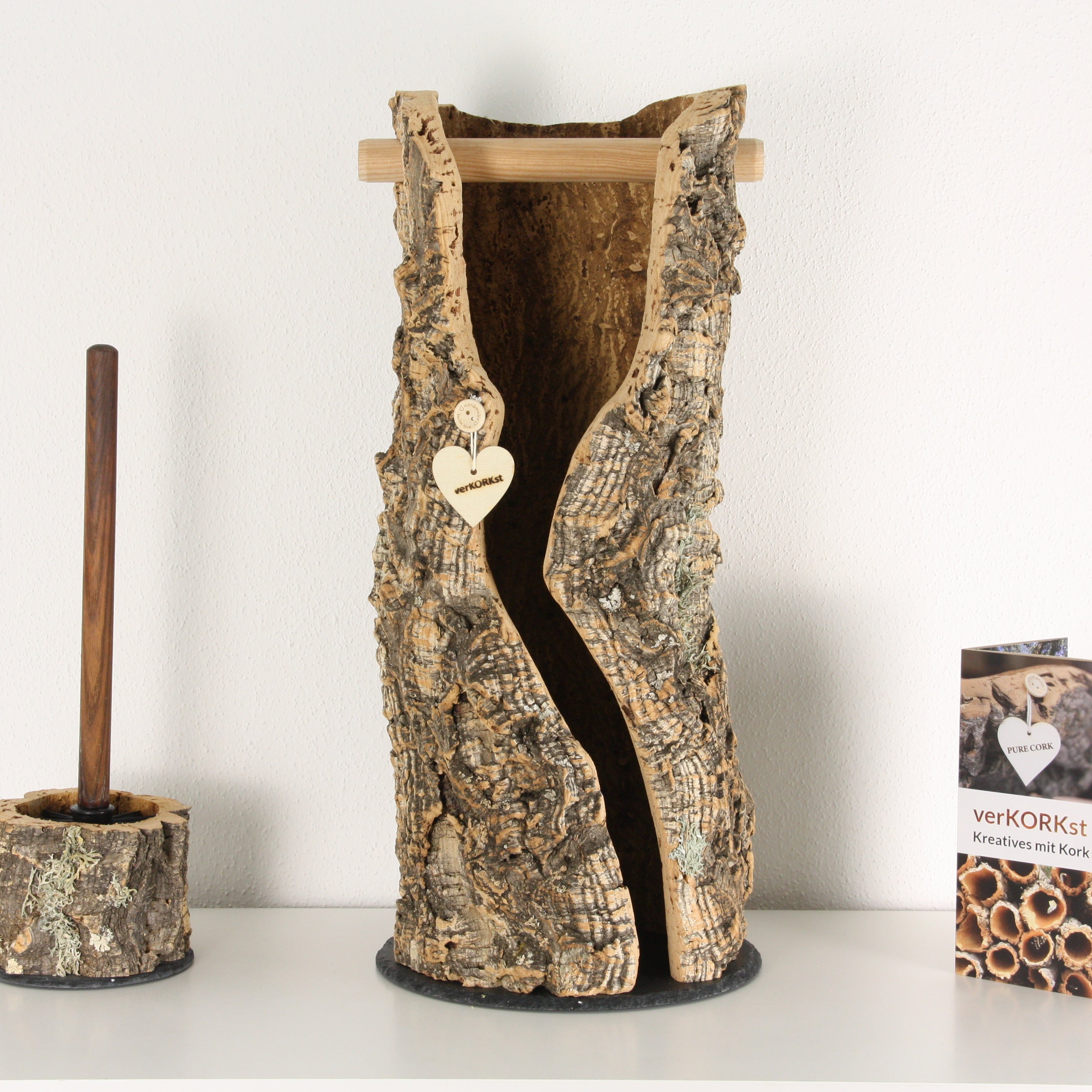 verKORKst Premium Toilettenpapier-Aufbewahrung aus Kork * Vintage WC-Rollen Halter * Klopapierspender 5 Rollen * Badezimmer-Accessoires