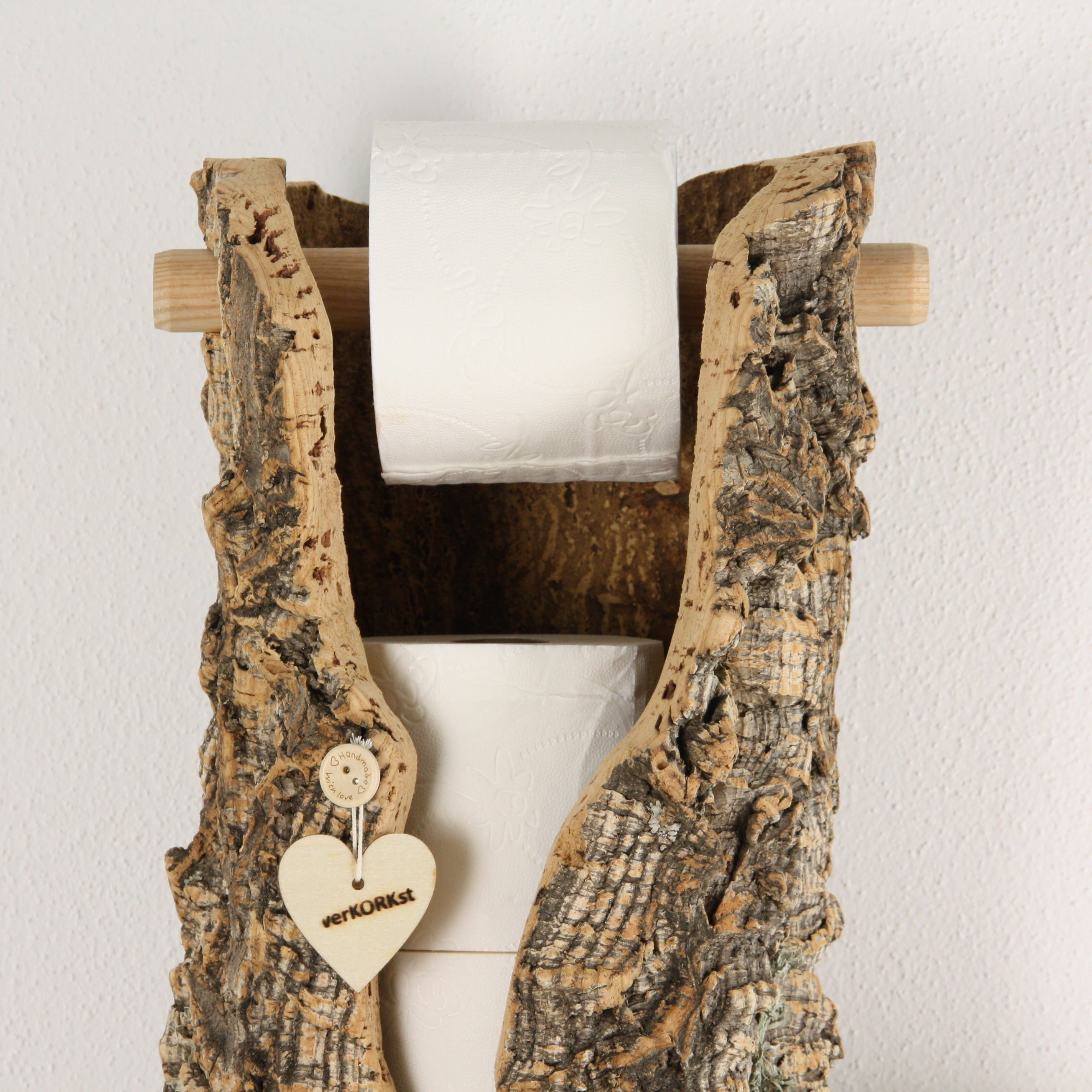 verKORKst Premium Toilettenpapier-Aufbewahrung aus Kork * Vintage WC-Rollen Halter * Klopapierspender 5 Rollen * Badezimmer-Accessoires