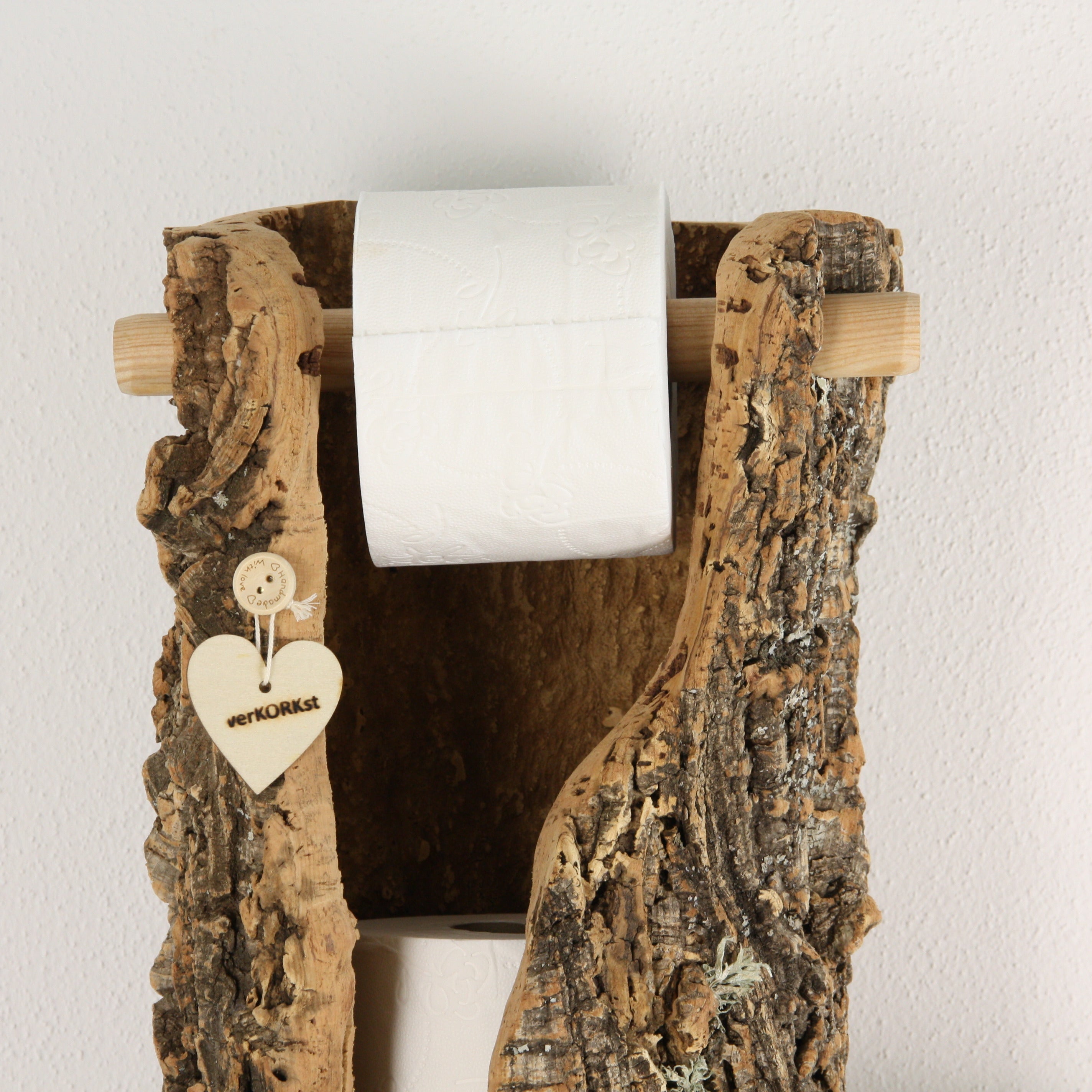 verKORKst Premium Toilettenpapier-Aufbewahrung aus Kork * Vintage WC-Rollen Halter * Klopapierspender 5 Rollen * Badezimmer-Accessoires