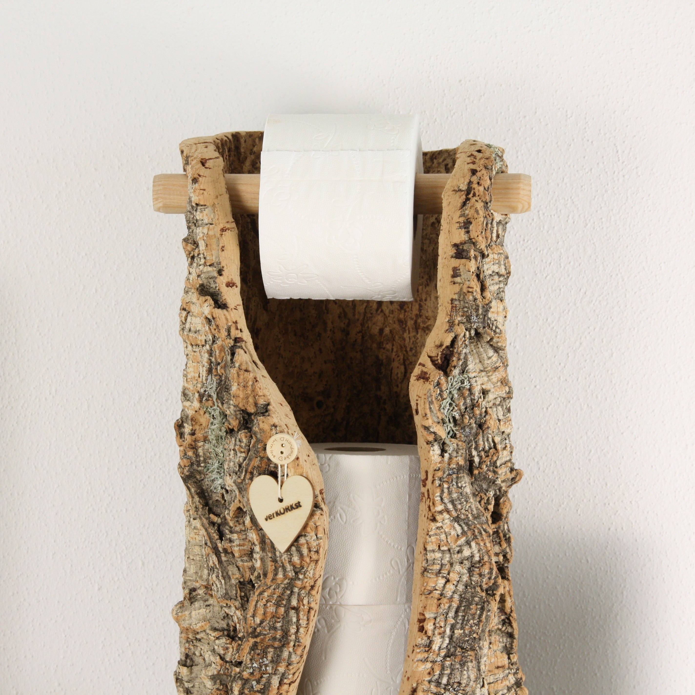verKORKst Premium Toilettenpapier-Aufbewahrung aus Kork * Vintage WC-Rollen Halter * Klopapierspender 5 Rollen * Badezimmer-Accessoires