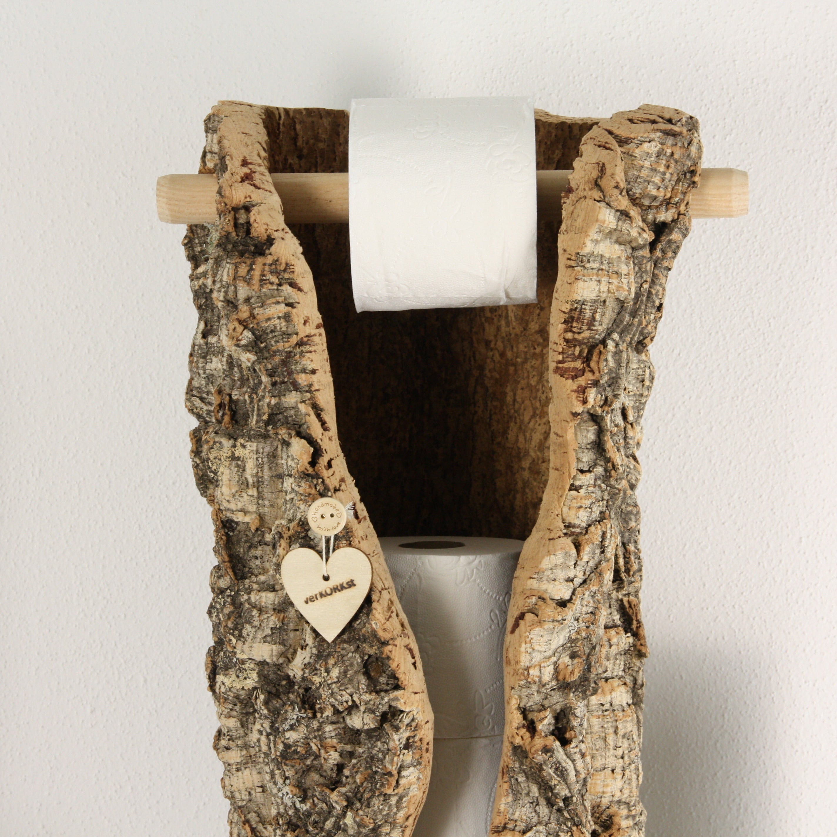 verKORKst Premium Toilettenpapier-Aufbewahrung aus Kork * Vintage WC-Rollen Halter * Klopapierspender 5 Rollen * Badezimmer-Accessoires