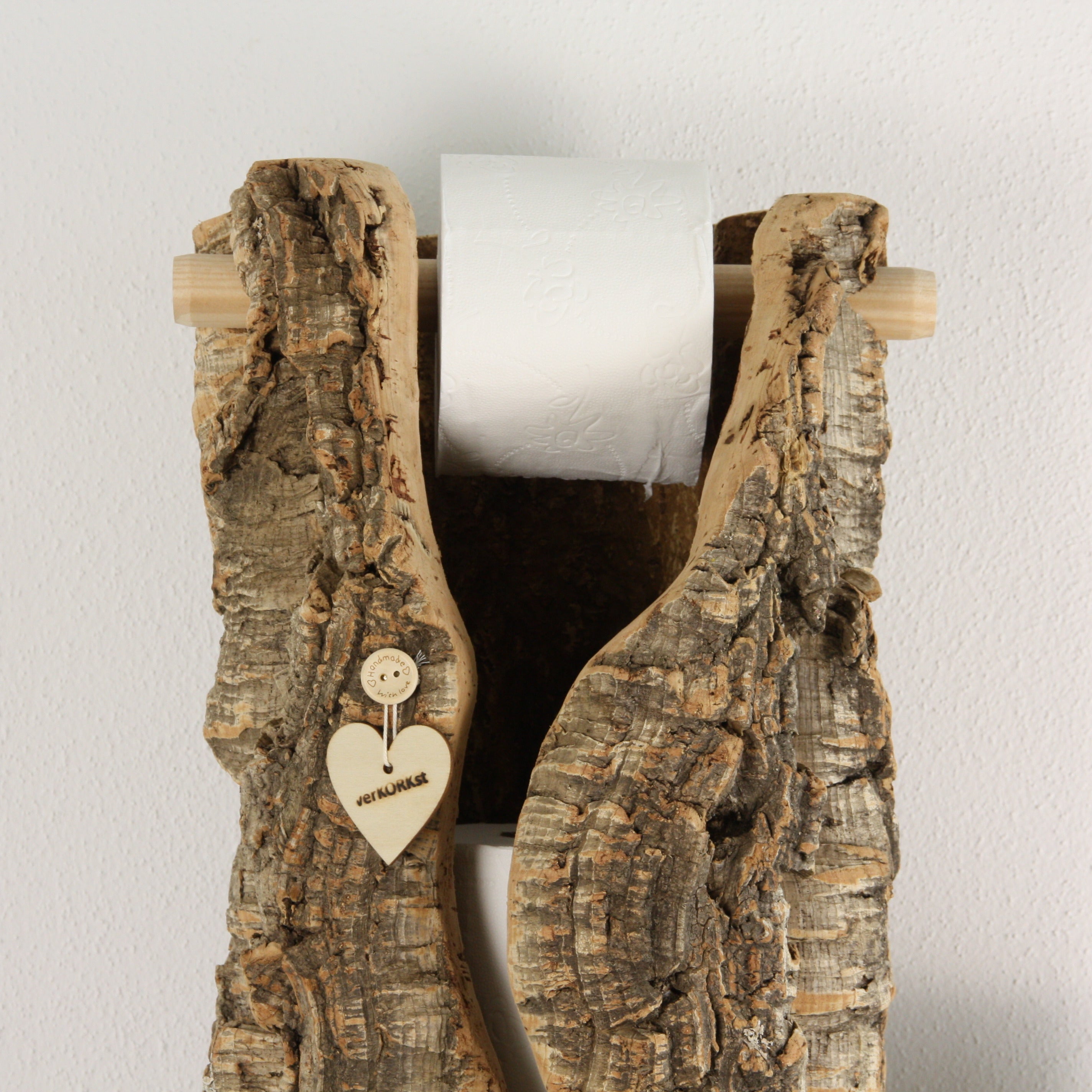 verKORKst Premium Toilettenpapier-Aufbewahrung aus Kork * Vintage WC-Rollen Halter * Klopapierspender 5 Rollen * Badezimmer-Accessoires