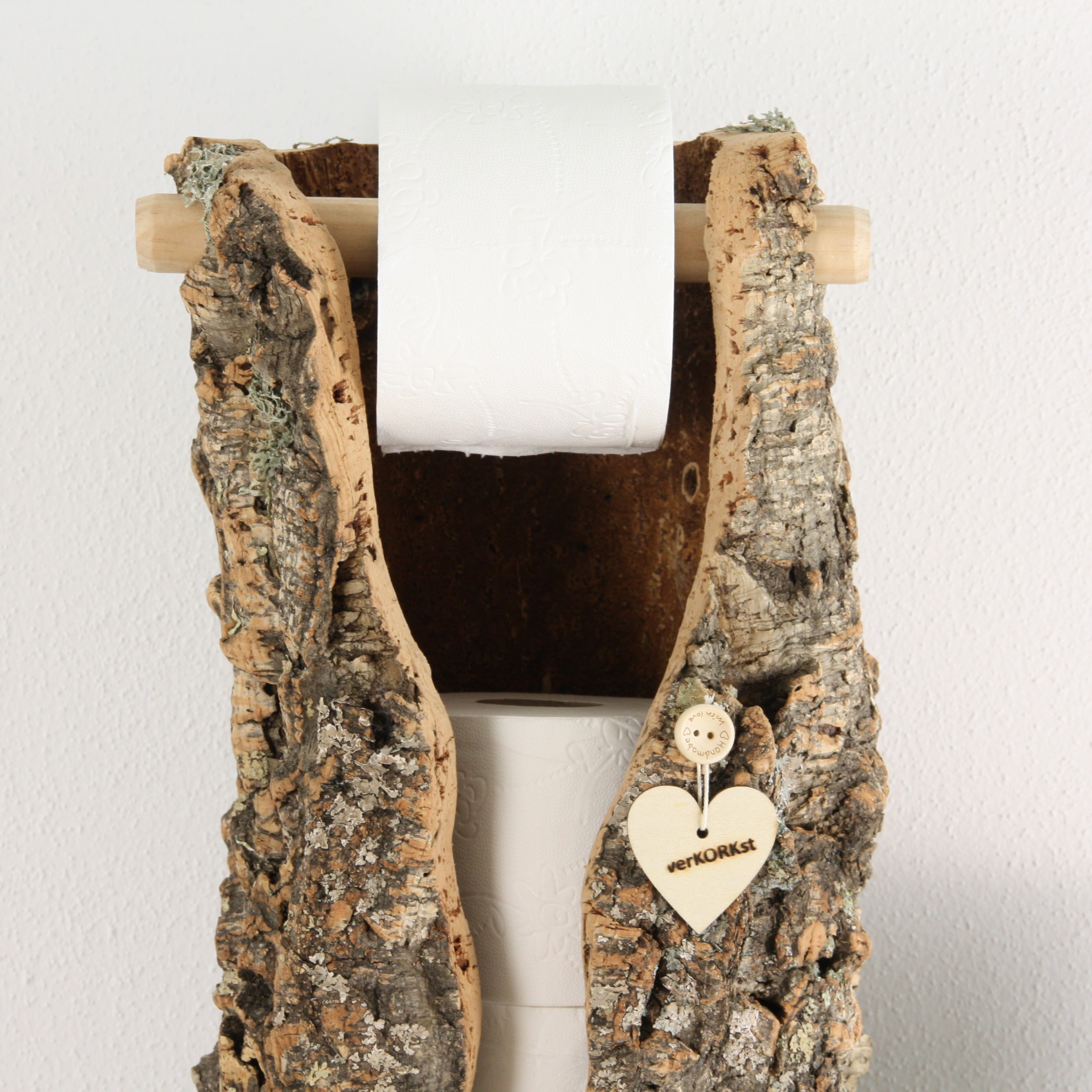 verKORKst Premium Toilettenpapier-Aufbewahrung aus Kork * Vintage WC-Rollen Halter * Klopapierspender 5 Rollen * Badezimmer-Accessoires