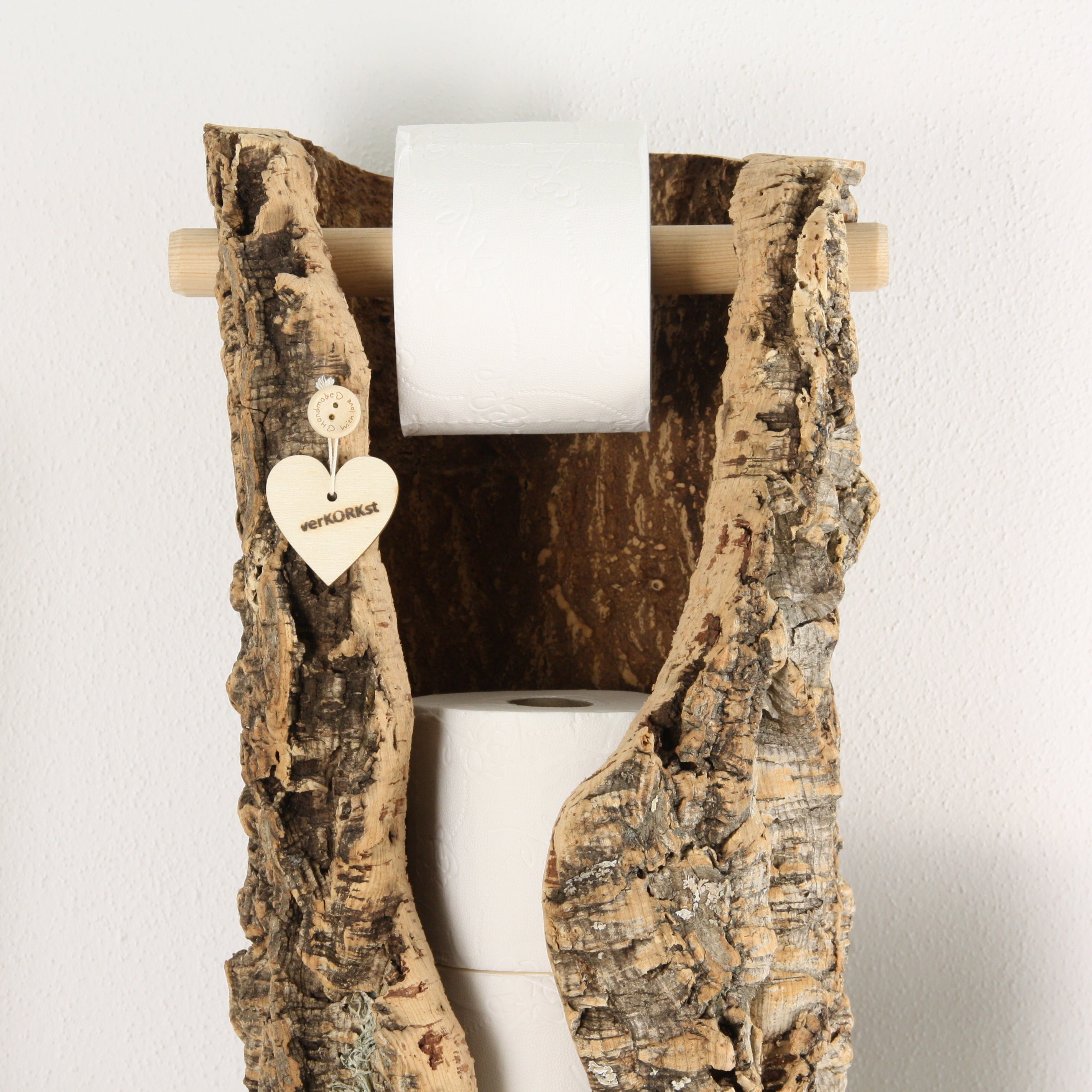 verKORKst Premium Toilettenpapier-Aufbewahrung aus Kork * Vintage WC-Rollen Halter * Klopapierspender 5 Rollen * Badezimmer-Accessoires