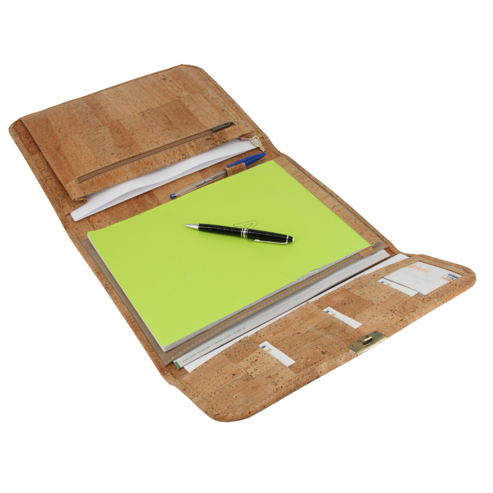 Kork Schreibmappe * DINA4 * abschließbar * Businessmappe vegan * Projektmappe für Frauen und Männer * abwaschbar * antiseptisch * handmade in Portugal