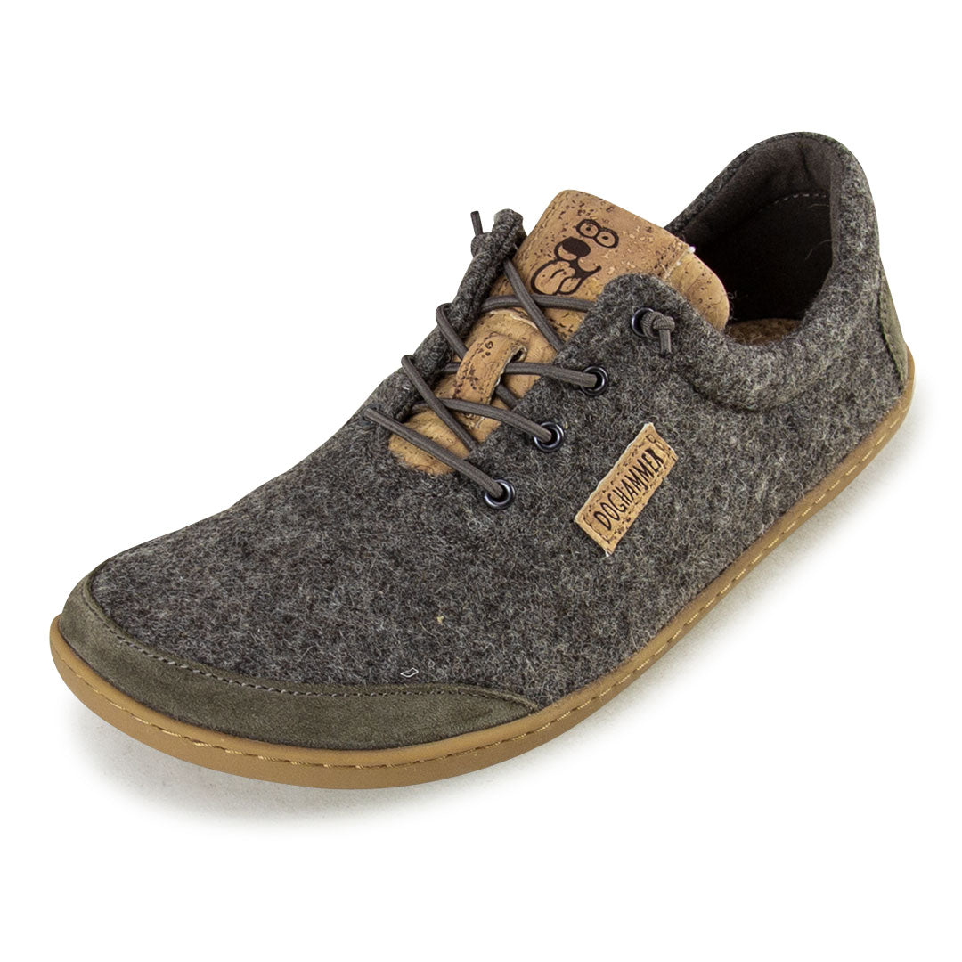 Barfuss-Schuh aus Merino und Kork * Terrar Wool Greyish * Unisex * Minimalschuh von Doghammer Rosenheim * nachhaltiger Barfußschuh * handmade in Portugal