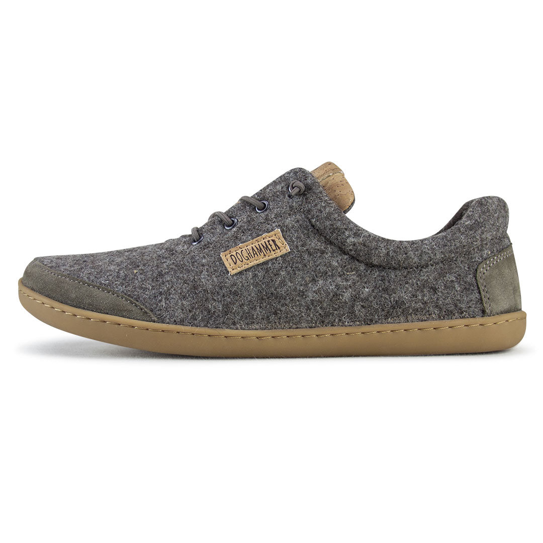 Barfuss-Schuh aus Merino und Kork * Terrar Wool Greyish * Unisex * Minimalschuh von Doghammer Rosenheim * nachhaltiger Barfußschuh * handmade in Portugal