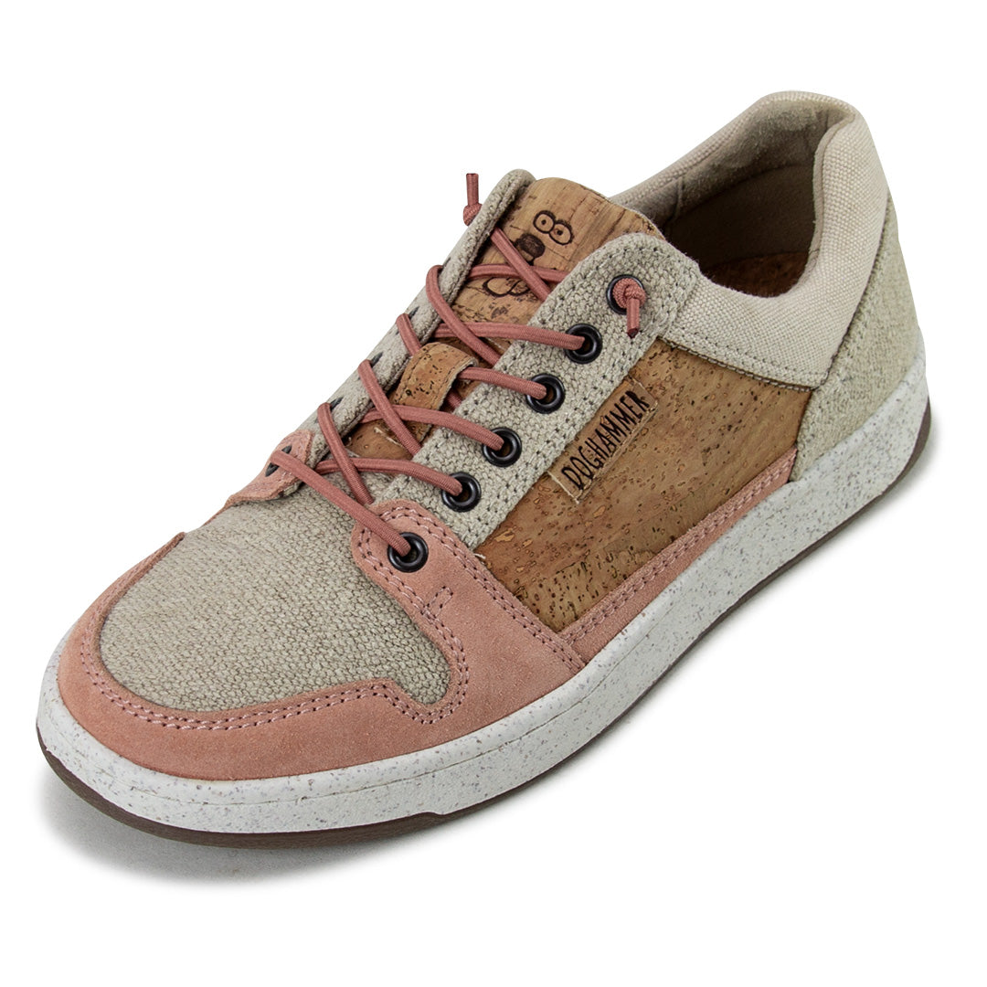 Sneaker Kork und Baumwolle * Textile Commuter Peach * Freizeitschuh von Doghammer Rosenheim * nachhaltiger Frauenschuh * handmade in Portugal