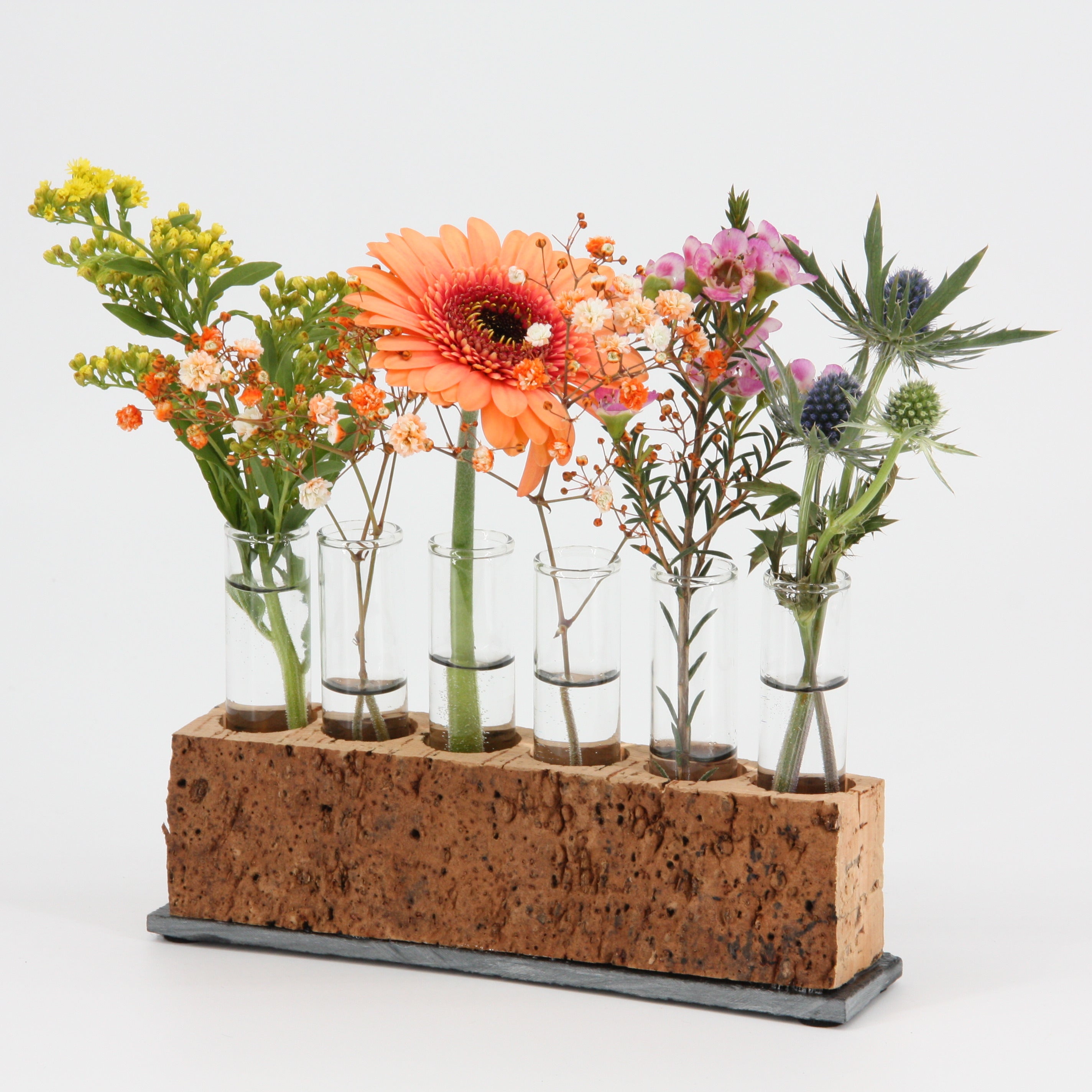 Blumenvase aus Kork * Vase mit Reagenzglas für Blumen, Badesalz, Süßig