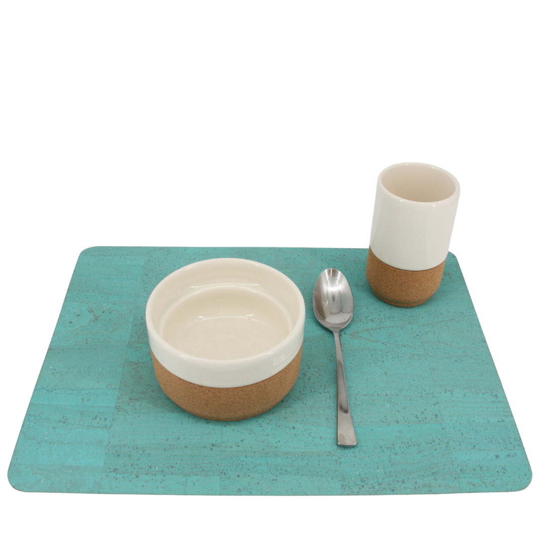 verKORKst Premium Kork Tischset * Farbe Türkis * Farbe gebrannt * Premium Qualität * hitzebeständig * abwaschbar * antiseptisch * made in Portugal