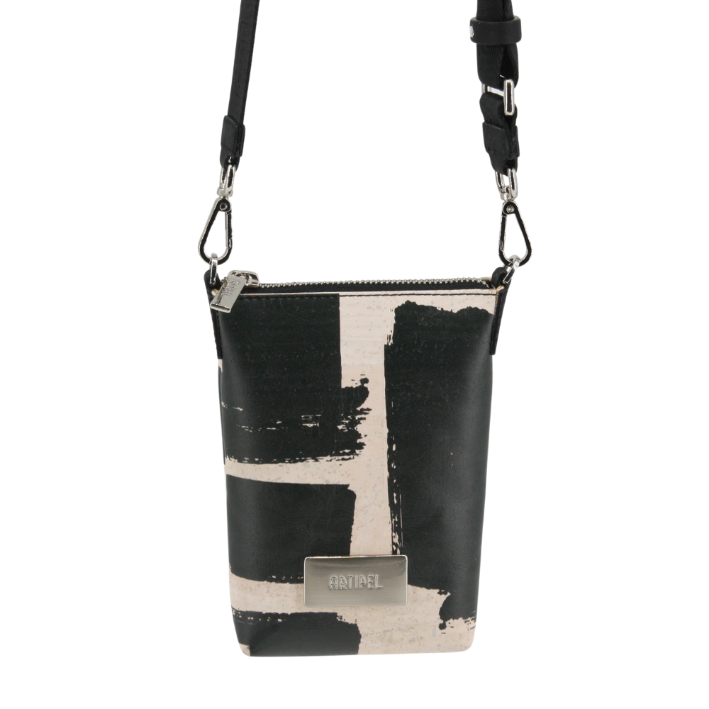 Kork Handytasche zum Umhängen * Black & White Edition * high-end Qualität * Vegan * Crossbody Handy Tasche * handmade in Portugal