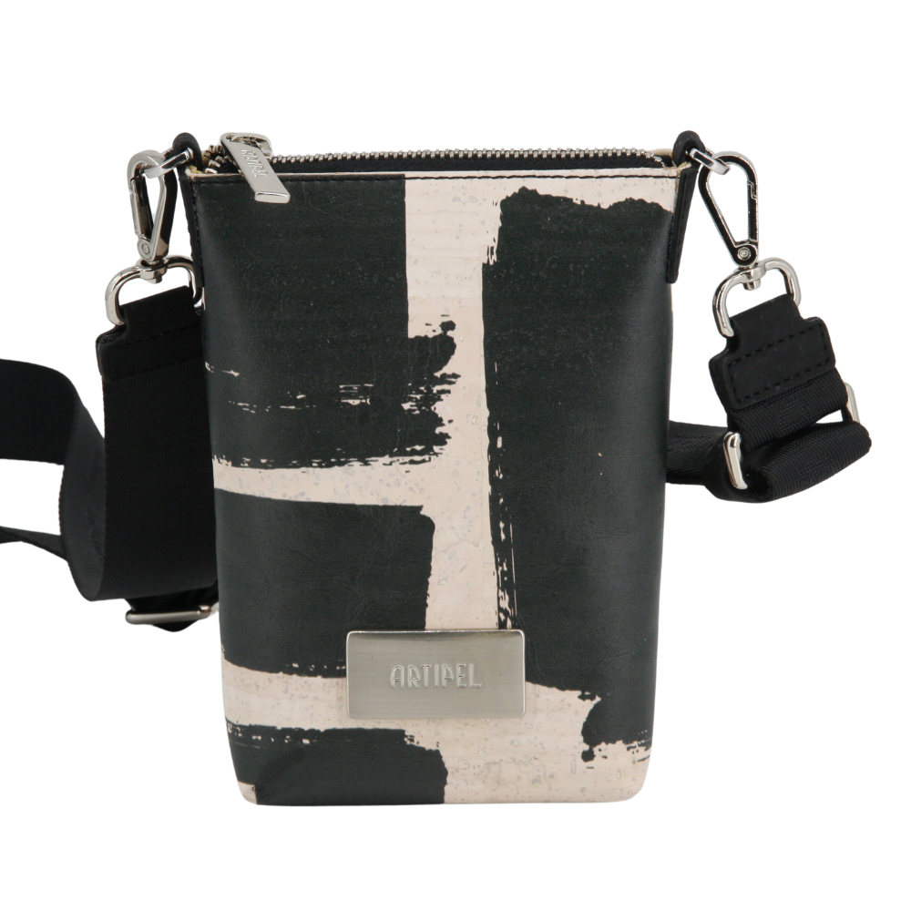 Kork Handytasche zum Umhängen * Black & White Edition * high-end Qualität * Vegan * Crossbody Handy Tasche * handmade in Portugal