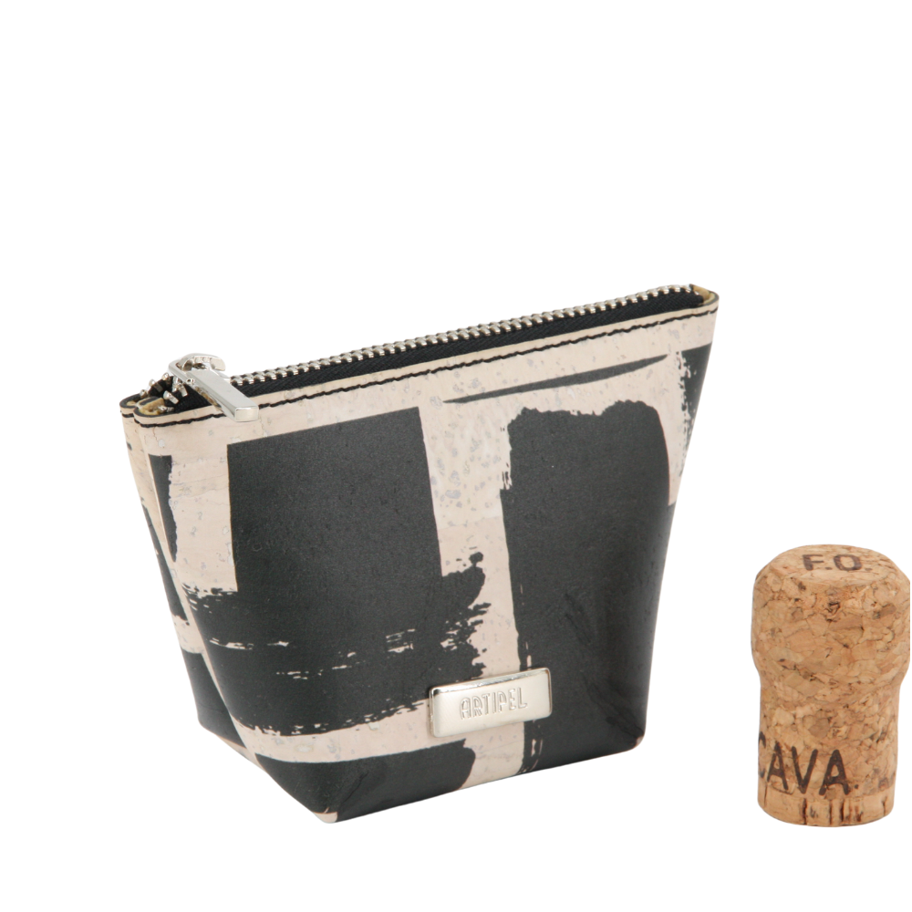 Kork Kulturbeutel * Black & White Edition * Vegan * Popp Kit * abwaschbar * antiseptisch * handmade in Portugal