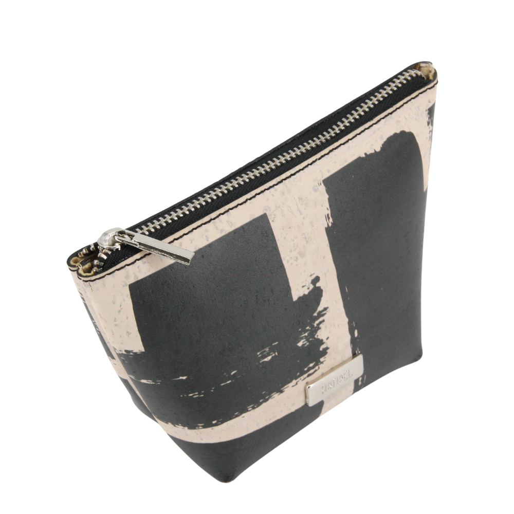 Kork Kulturbeutel * Black & White Edition * Vegan * Popp Kit * abwaschbar * antiseptisch * handmade in Portugal