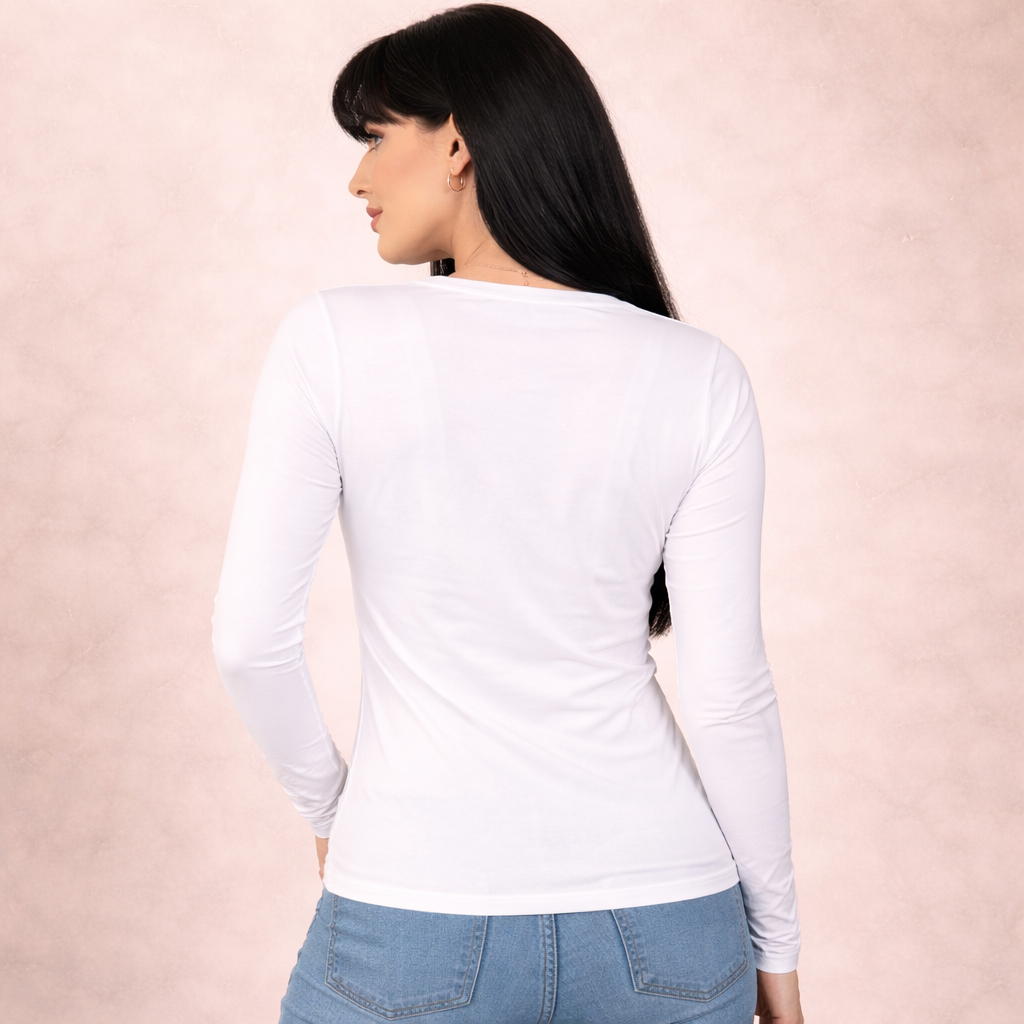 Damen T-Shirt Langarm * Print Vorderseite * Dackel * weiß * Longsleeve * regarts.de * 100% Baumwolle