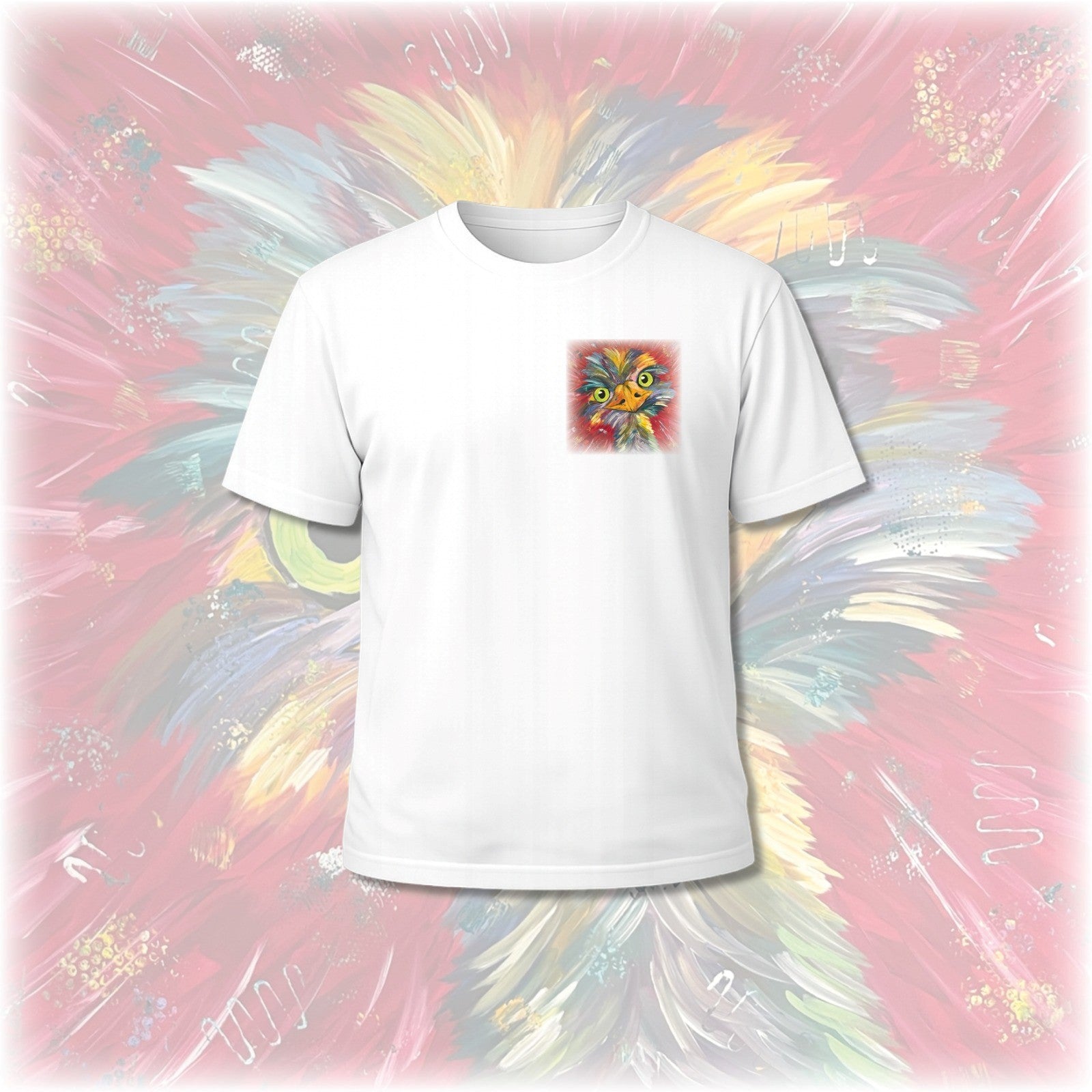 Unisex T-Shirt * Kunstprint Vorder- & Rückseite * Emu * weiß * T-Shirt * Nirtak Eleböz * 100% Baumwolle