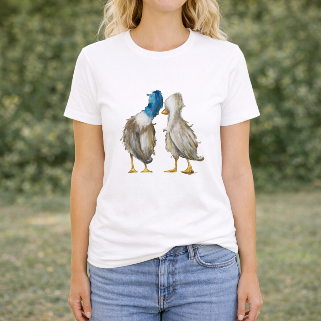 Damen T-Shirt * Print Vorderseite * Enten * weiß * T-Shirt * regarts.de * 100% Baumwolle