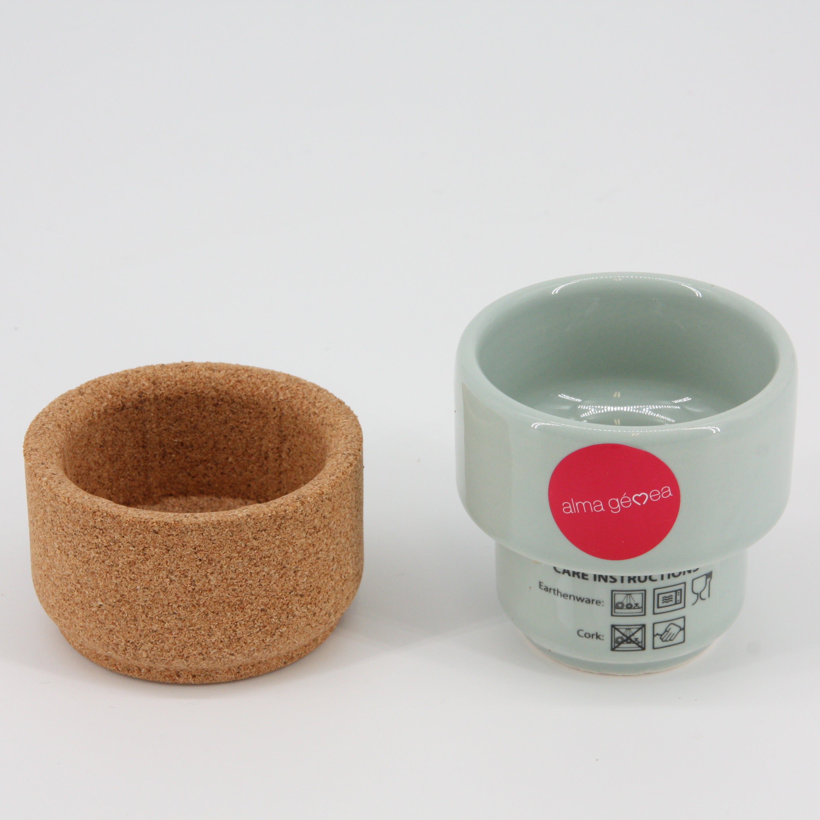 verKORKst Premium Espresso Tasse * hellgrün * Keramik und Kork * ohne Henkel * vielfach prämiert * Designer Cup henkellos * made in Portugal