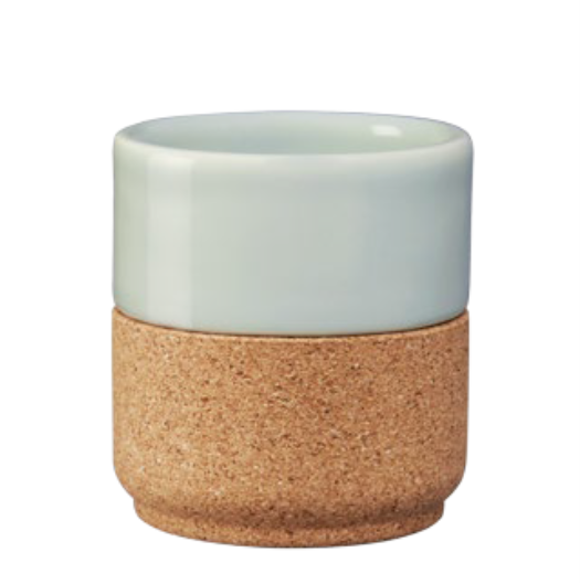 verKORKst Premium Espresso Tasse * hellgrün * Keramik und Kork * ohne Henkel * vielfach prämiert * Designer Cup henkellos * made in Portugal