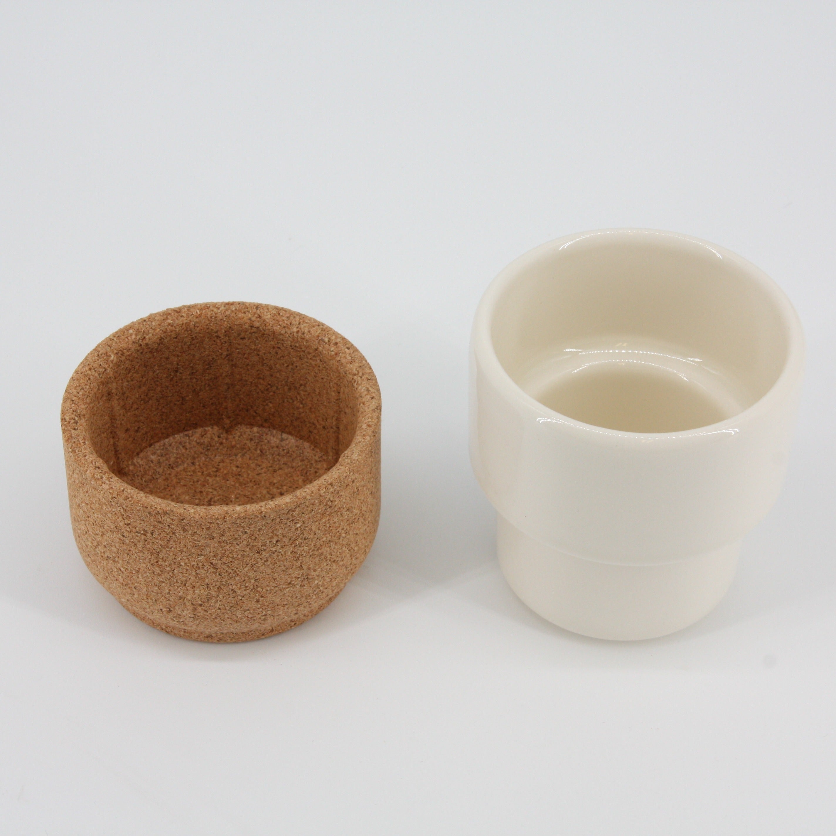 verKORKst Premium Latte and Coffee Cup * pearl white * ceramic and cork * without handle * multiple award winner * designer cup without handle * made in Portugal