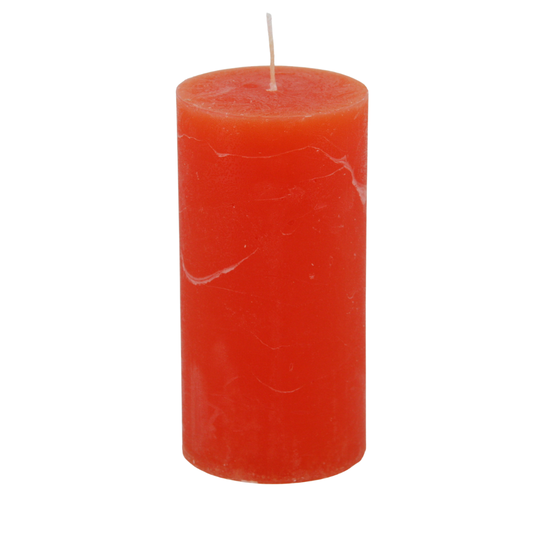 Kerze Rustico 5 x 10 cm im Set * 25 Std. Brenndauer * orange * von Hand gearbeitet * durchgefärbt * Auslaufschutz * rußfrei * geruchslos * von Kerzen Steinhart Bad Tölz