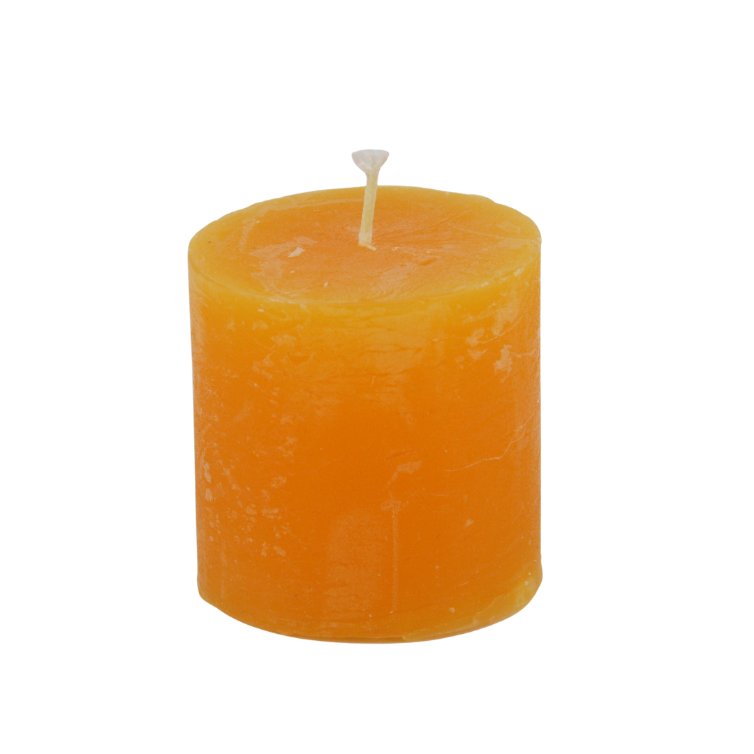 Kerze Rustico 5 x 5 cm im Set * 15 Std. Brenndauer * gelb * von Hand gearbeitet * durchgefärbt * Auslaufschutz * rußfrei * geruchslos * von Kerzen Steinhart Bad Tölz