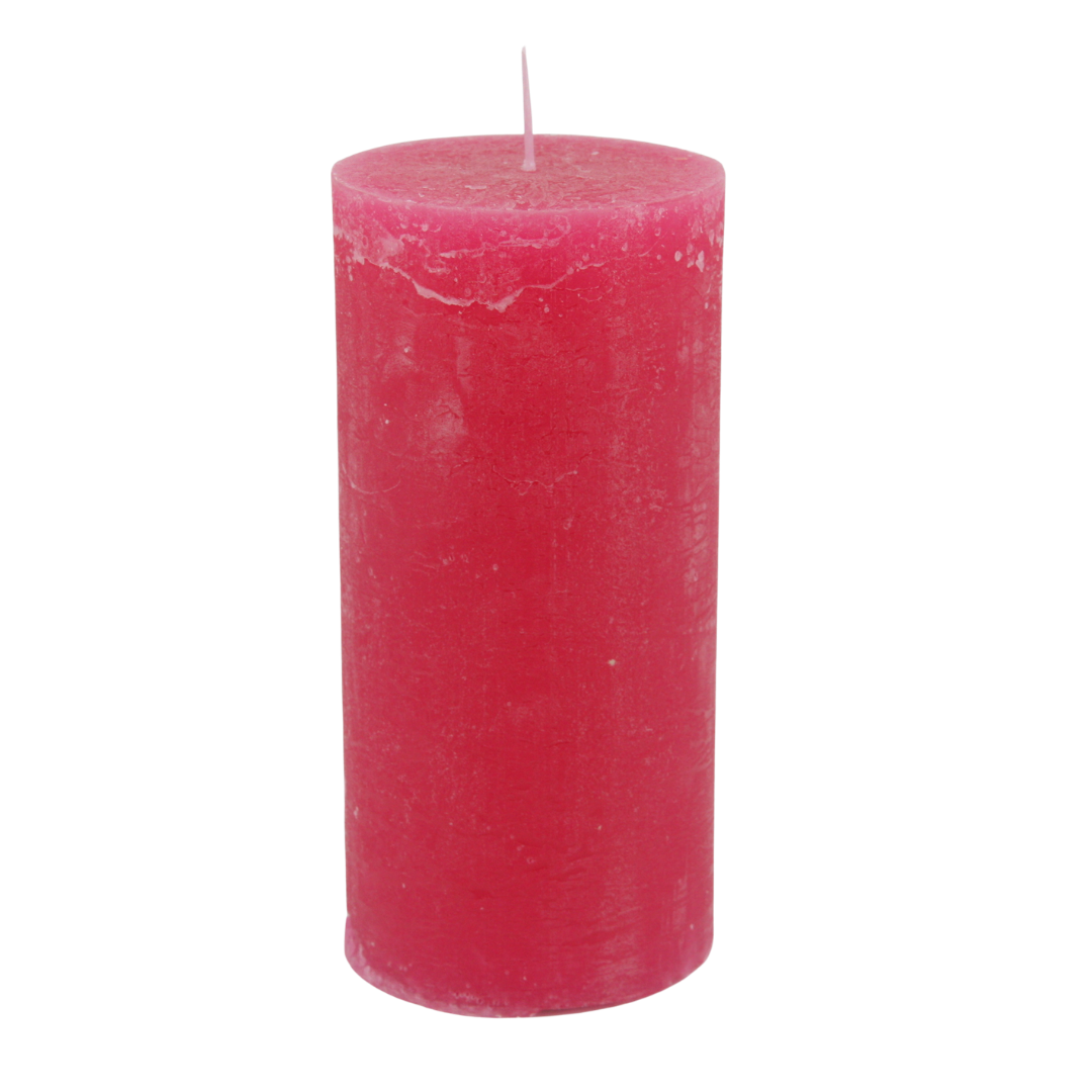 Rustico candle set, 7 x 15 cm * 65-hour burn time * pink * handmade * dyed throughout * leak-proof * soot-free * odorless * by Steinhart Candles, Bad Tölz