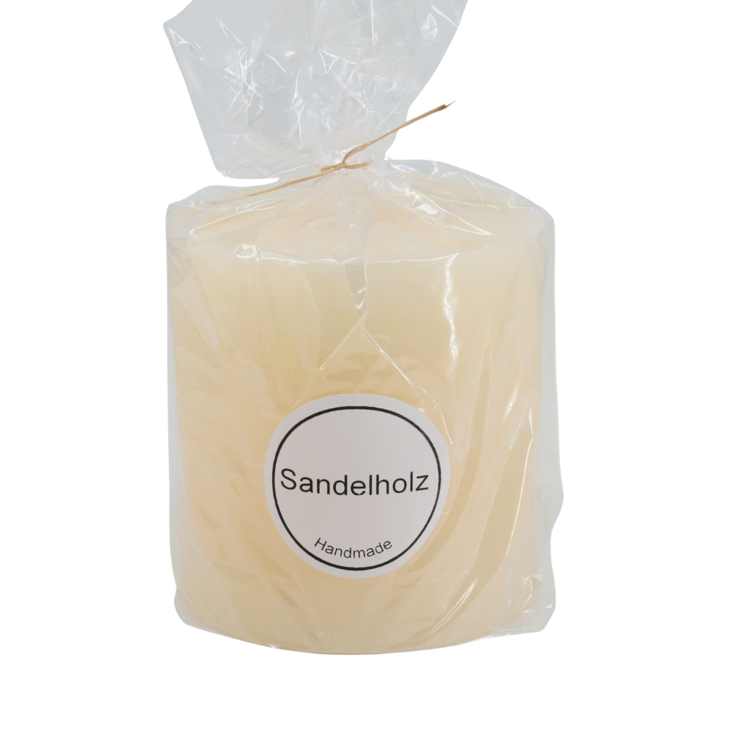 Rustico scented candle 12 x 12 cm * 3 wicks * 80-hour burn time * Sandalwood scent * Ivory scent * Handmade * Dyed throughout * Soot-free * Leak-proof * by Steinhart Candles, Bad Tölz